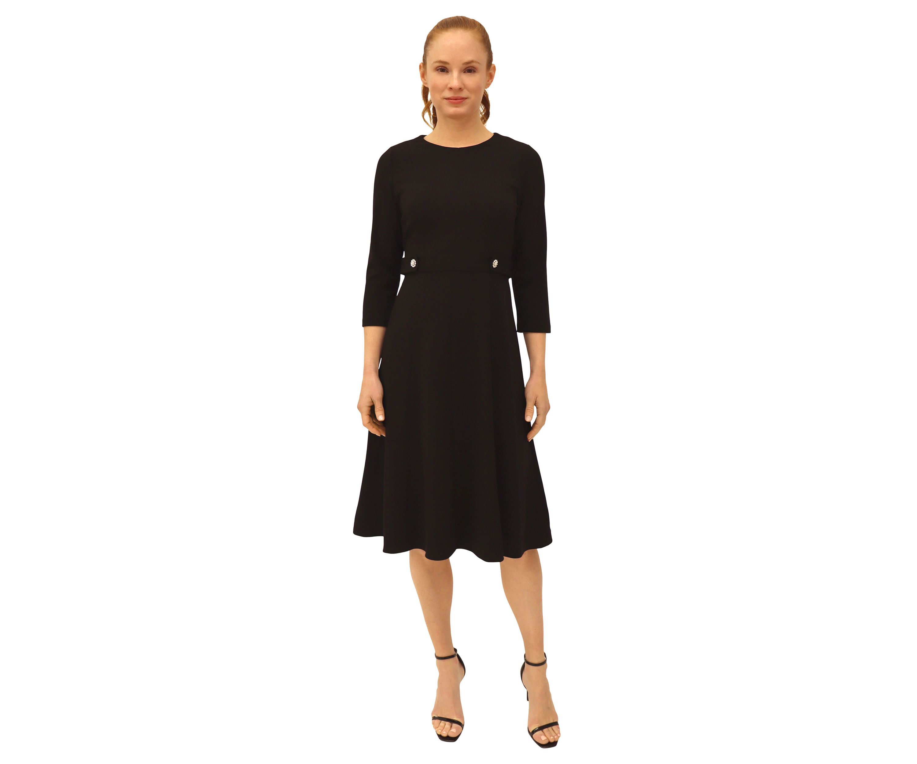 Womens Solid Scuba Crepe A-Line Dress