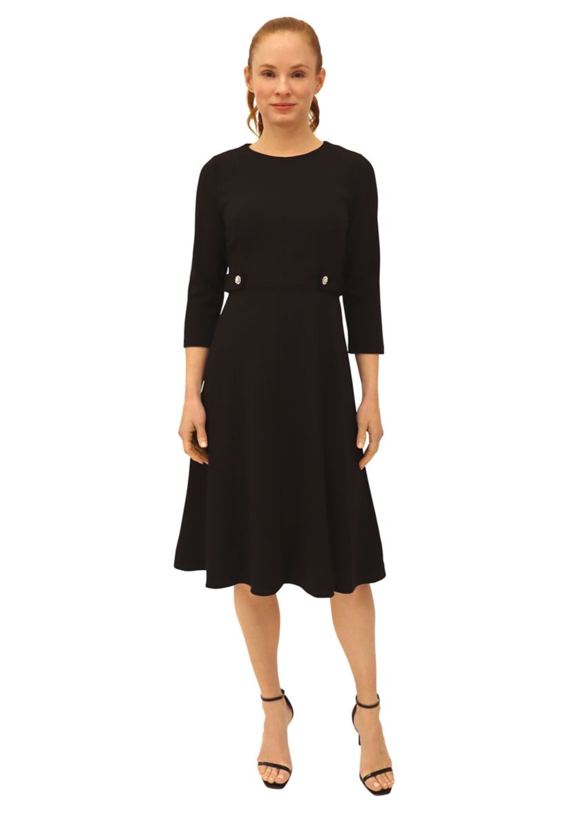 Womens Solid Scuba Crepe A-Line Dress