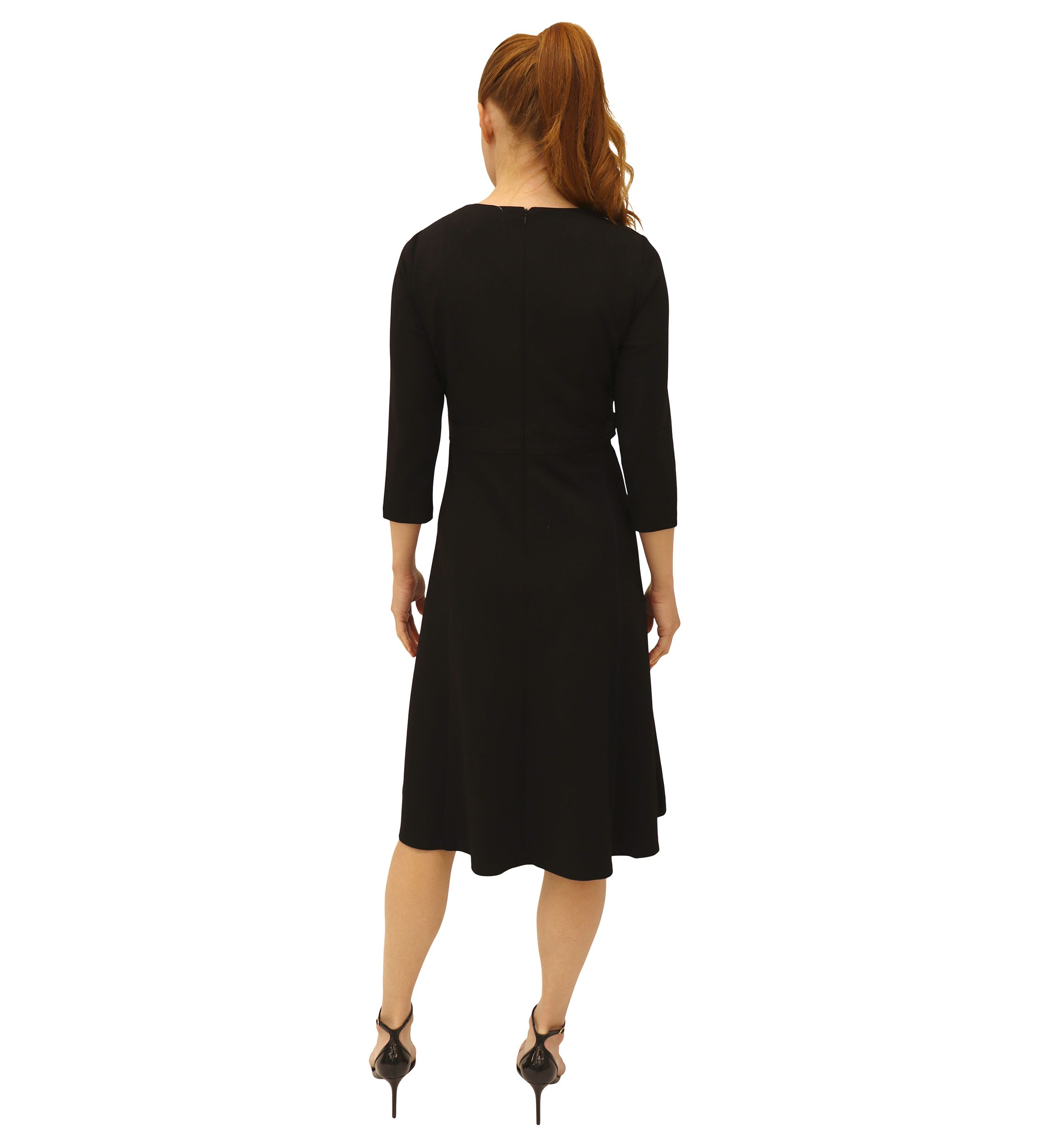 Womens Solid Scuba Crepe A-Line Dress
