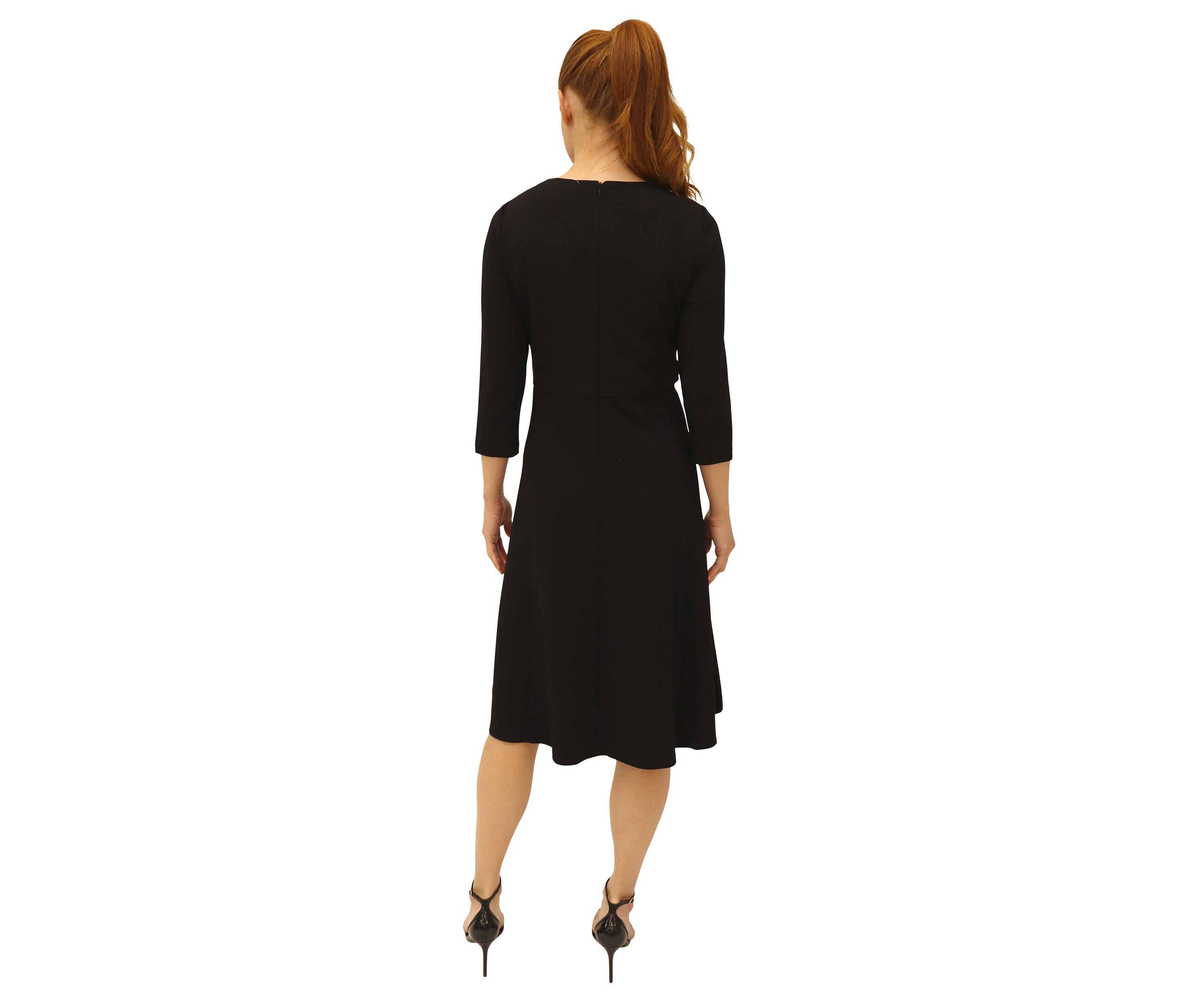 Womens Solid Scuba Crepe A-Line Dress