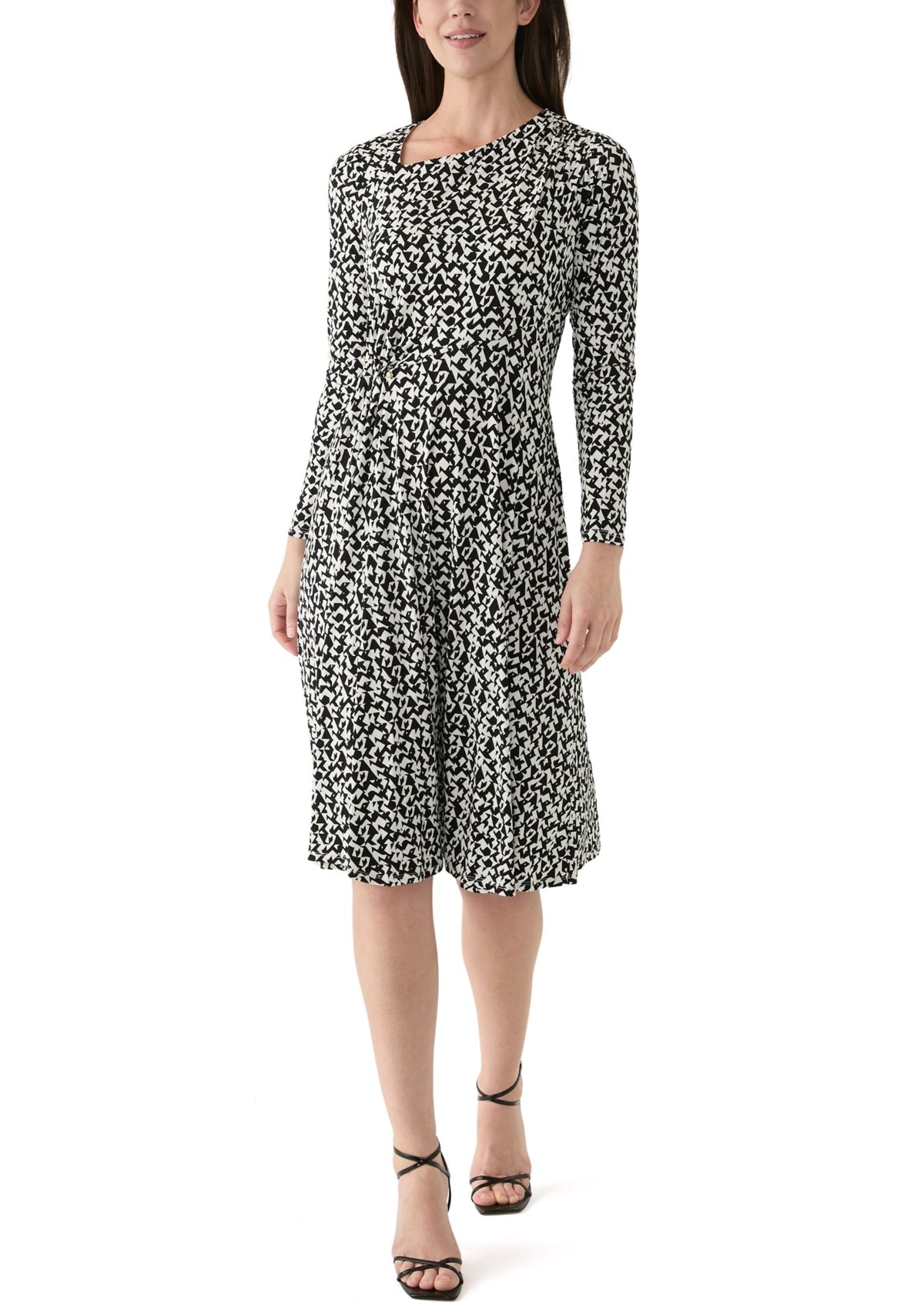 Womens Asymmetric Printed A-Line Dress