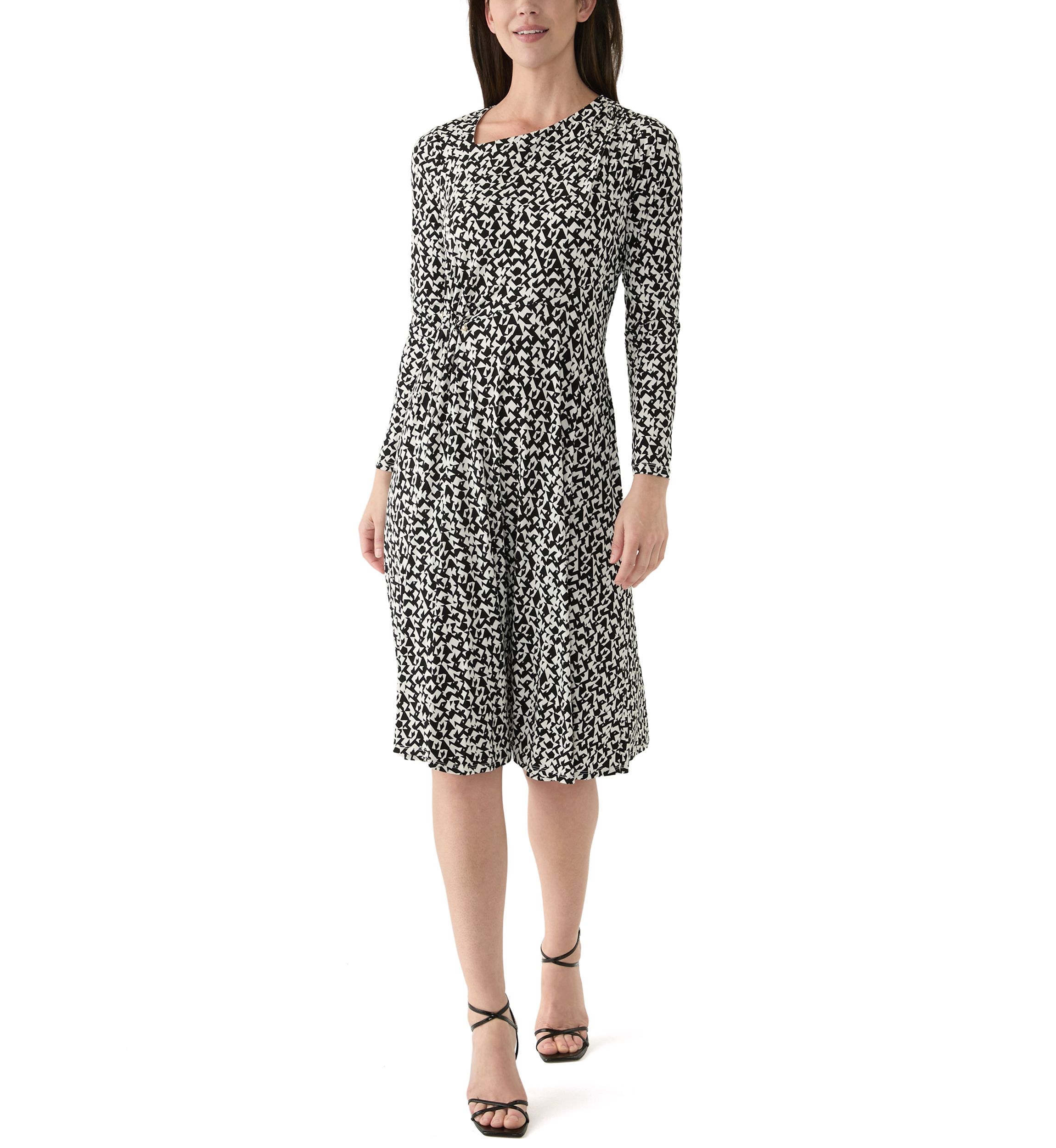 Womens Asymmetric Printed A-Line Dress