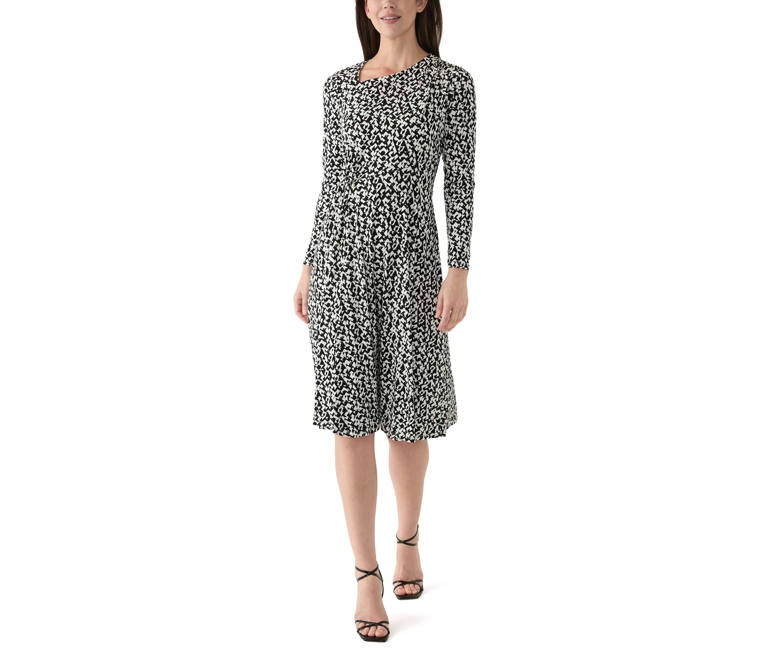 Womens Asymmetric Printed A-Line Dress
