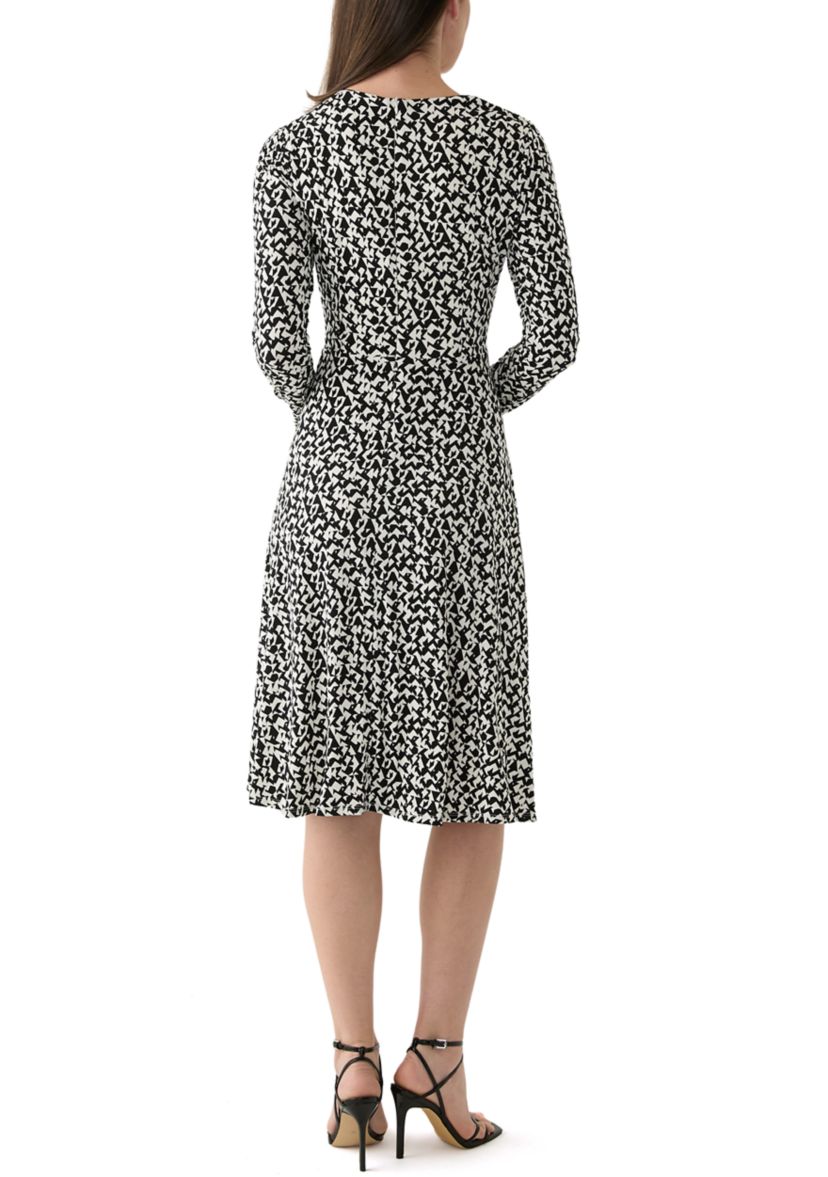 Womens Asymmetric Printed A-Line Dress