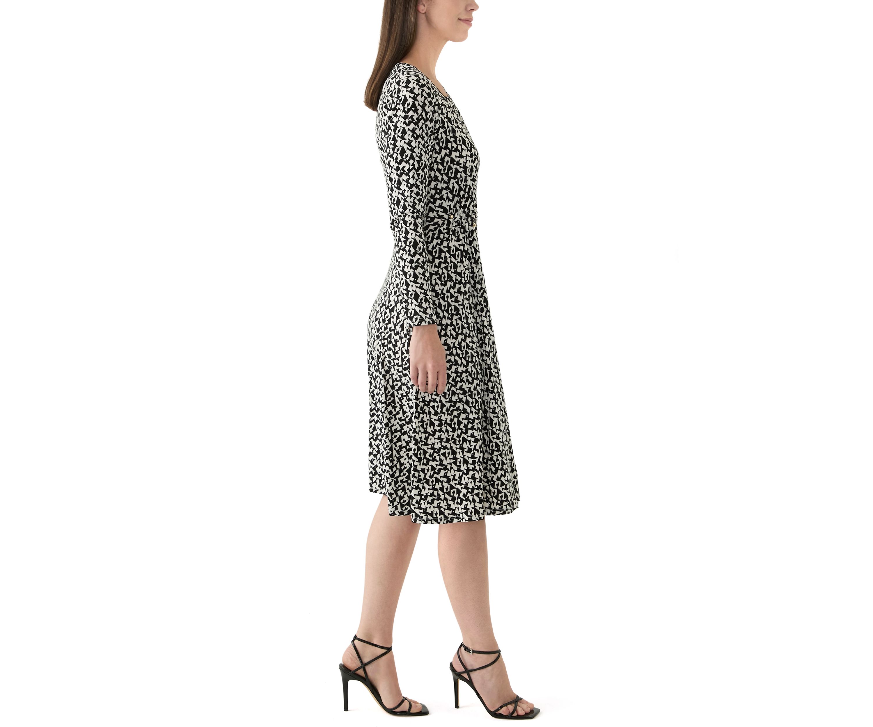 Womens Asymmetric Printed A-Line Dress