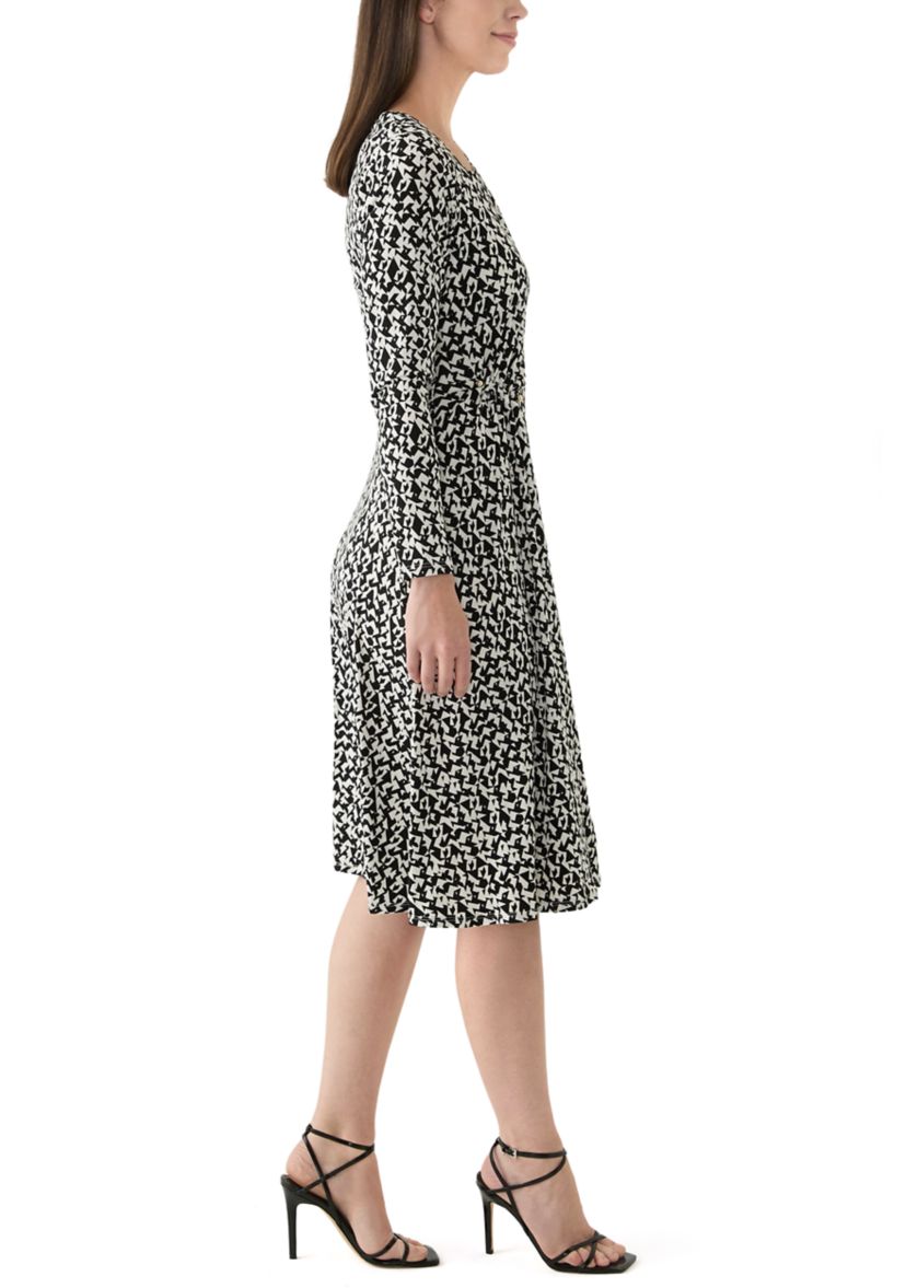 Womens Asymmetric Printed A-Line Dress