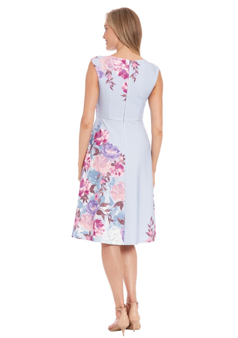 Womens Cap Sleeve Asymmetric Seamed Flare Dress