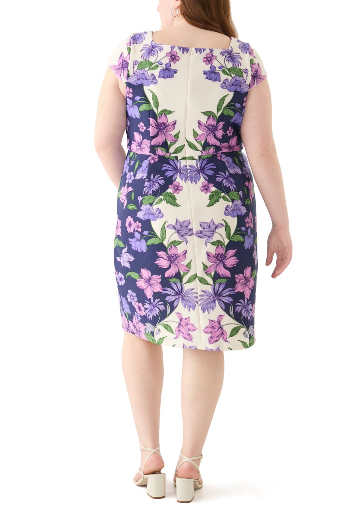Plus Size Placement Floral Scuba Midi Dress