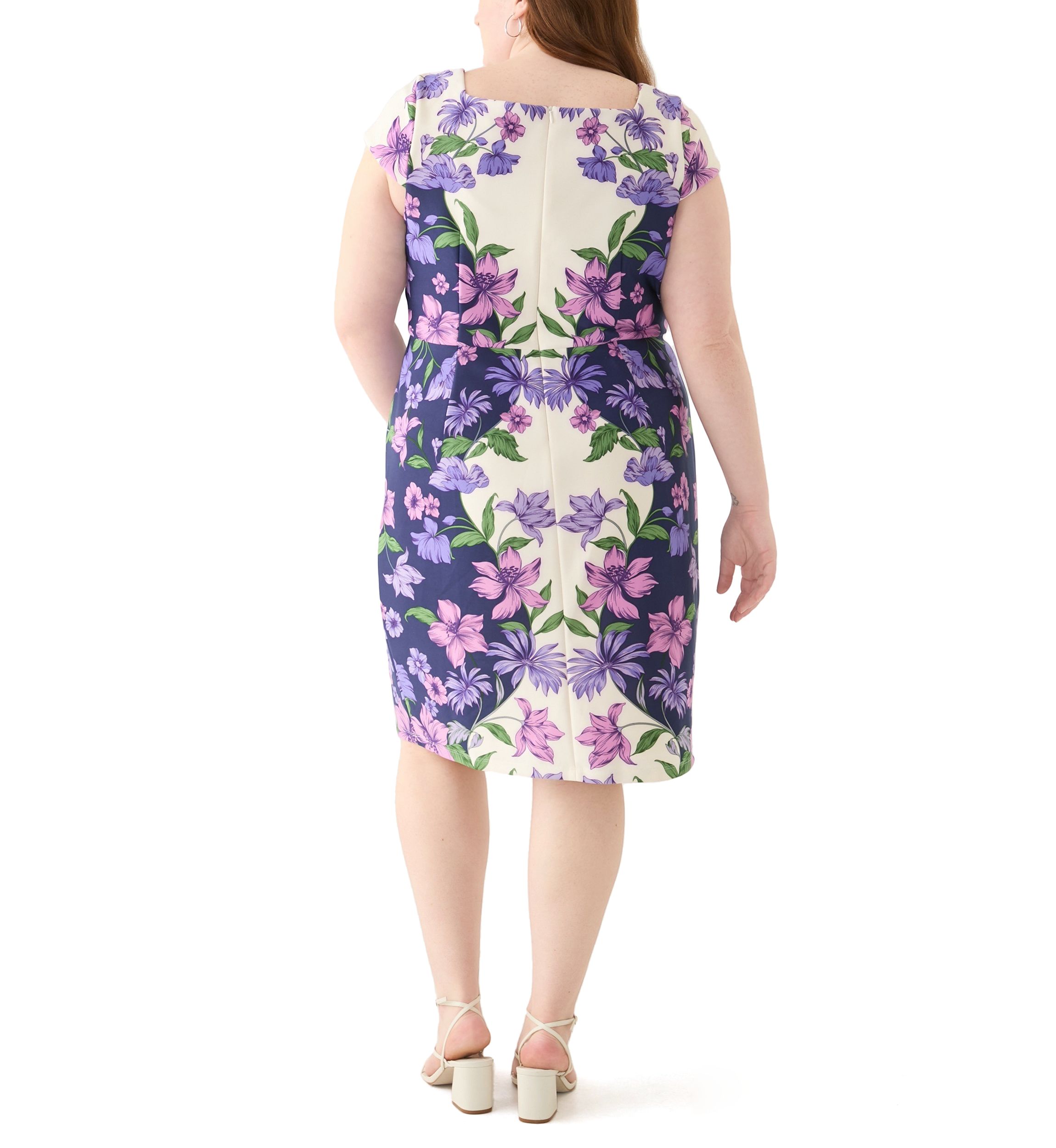 Plus Size Placement Floral Scuba Midi Dress