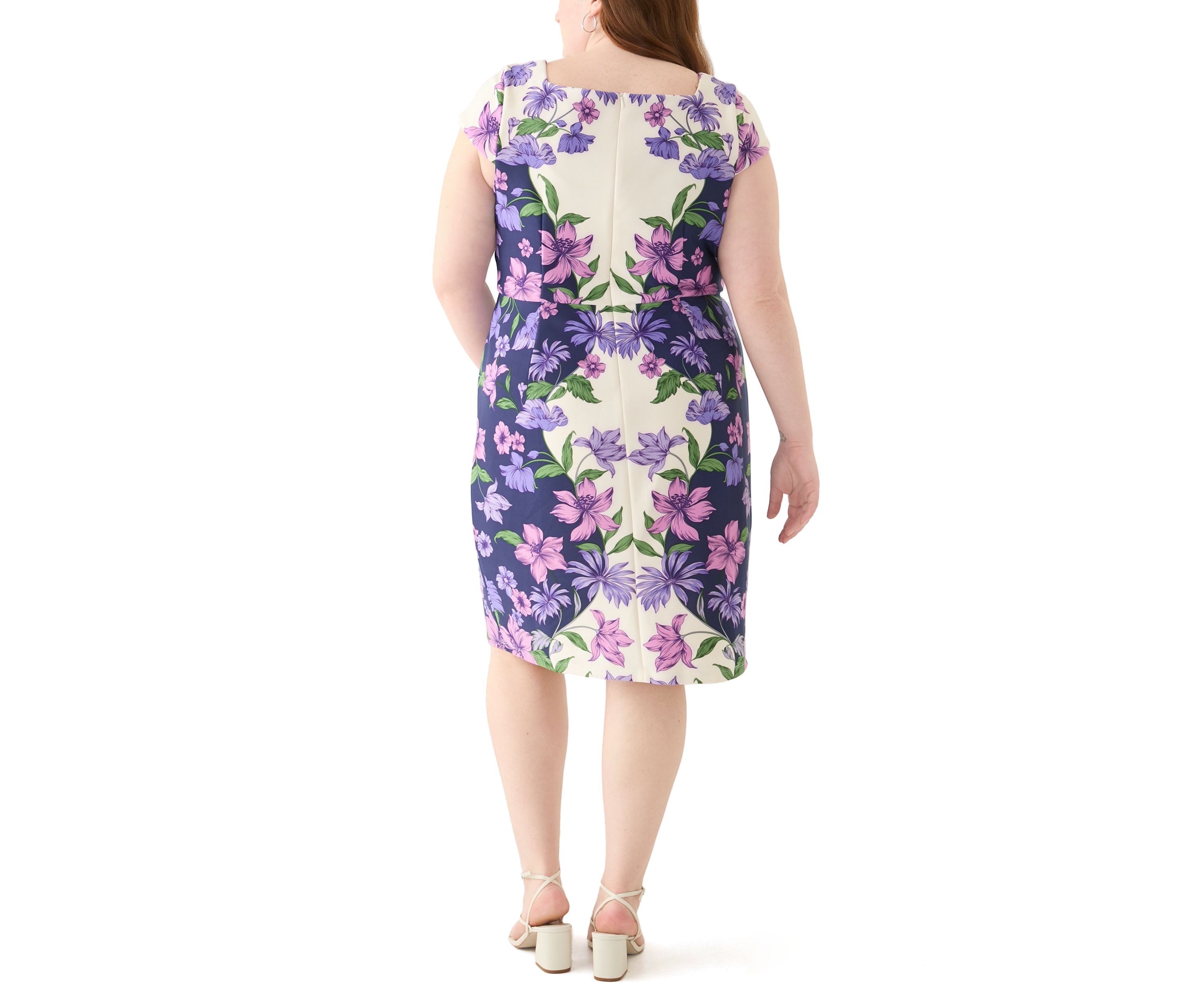 Plus Size Placement Floral Scuba Midi Dress