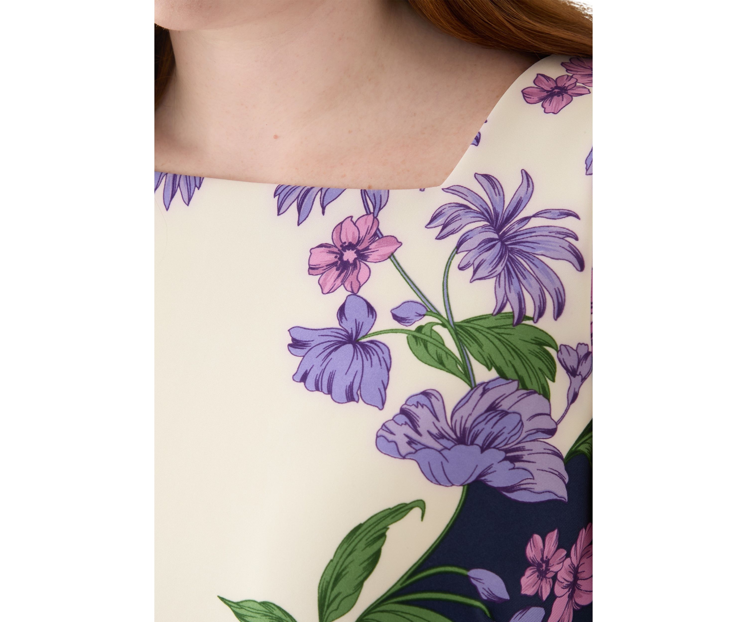 Plus Size Placement Floral Scuba Midi Dress