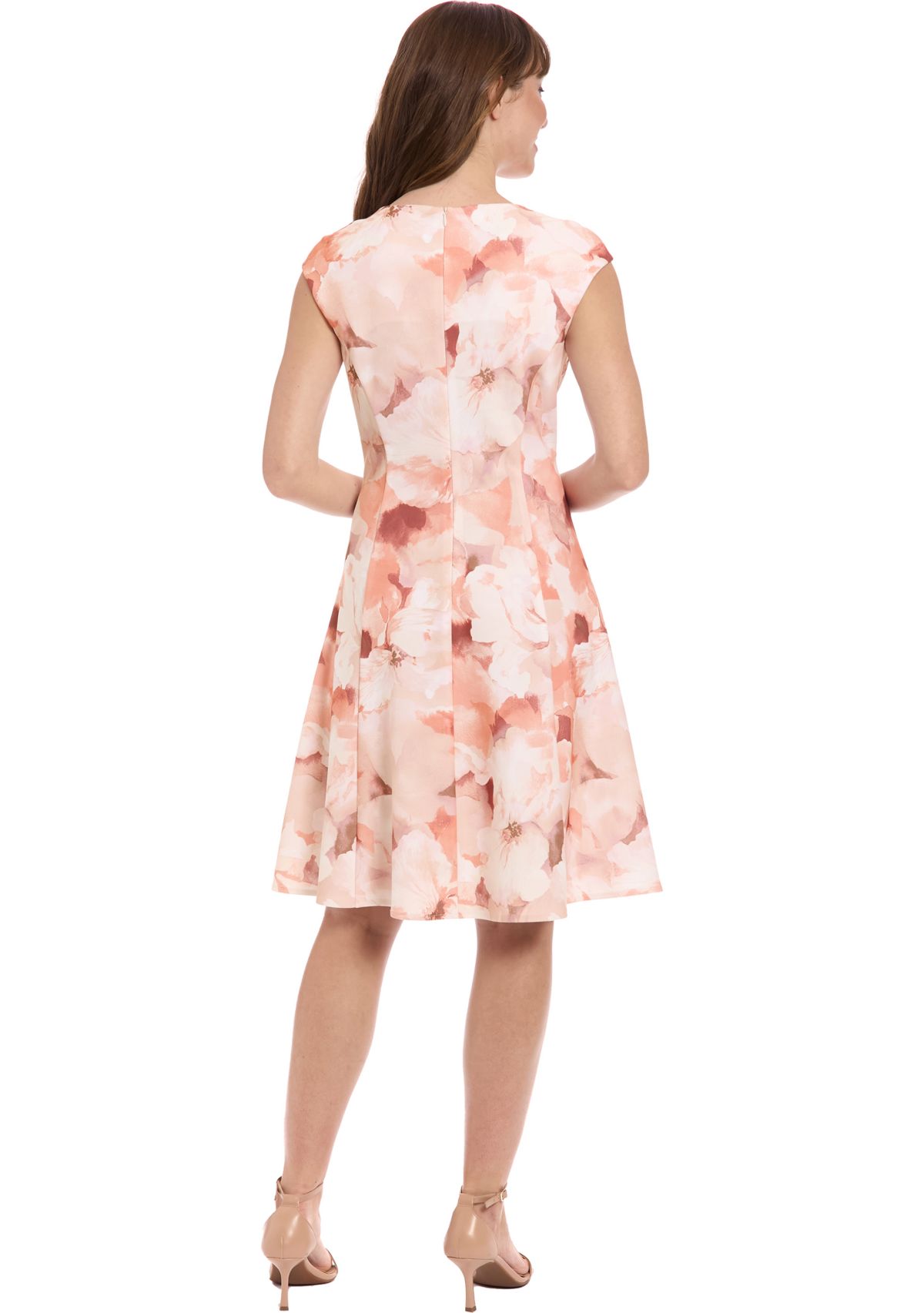 Womens Floral Printed Scuba Crepe Fit and Flare Dress