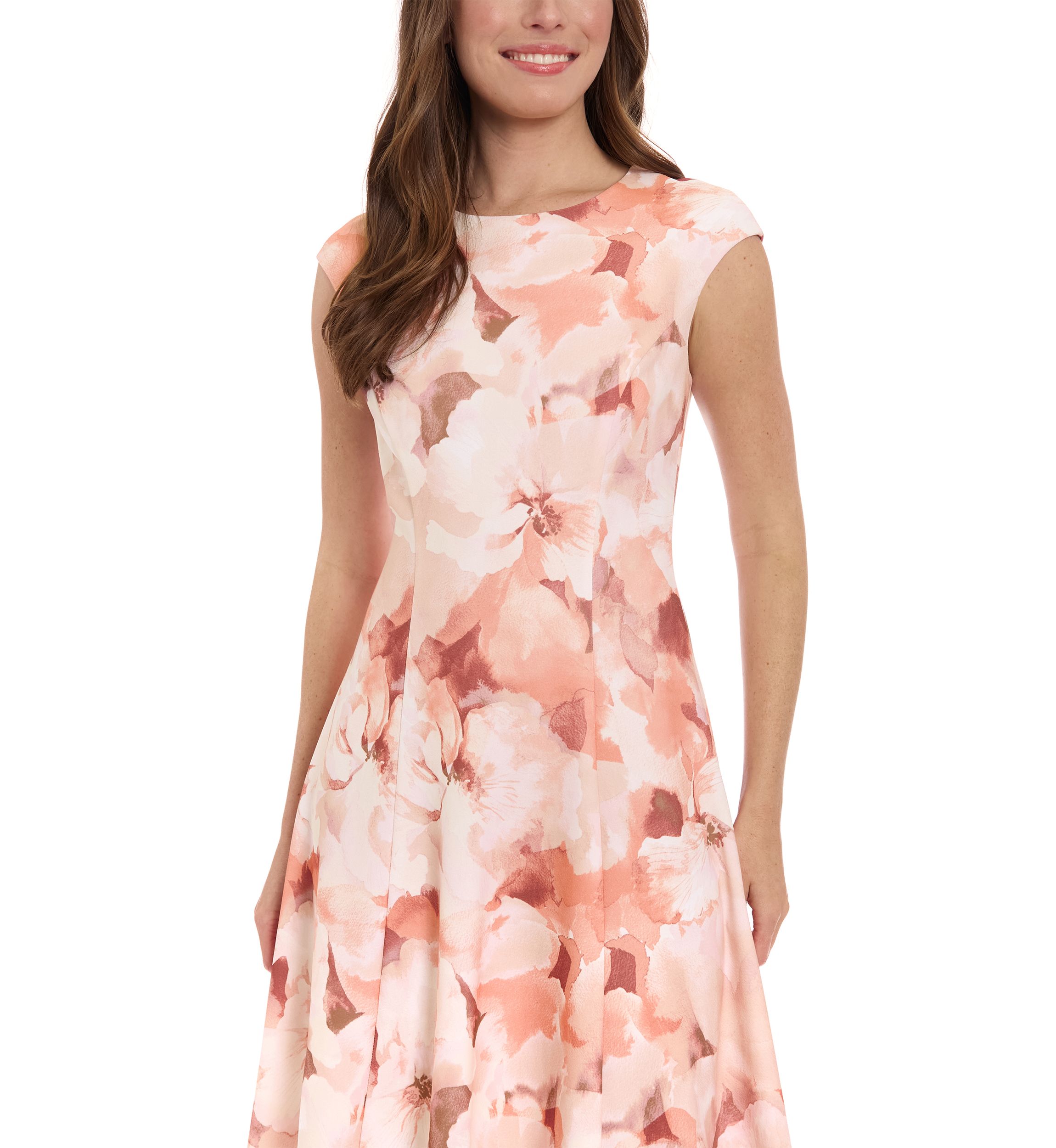 Womens Floral Printed Scuba Crepe Fit and Flare Dress