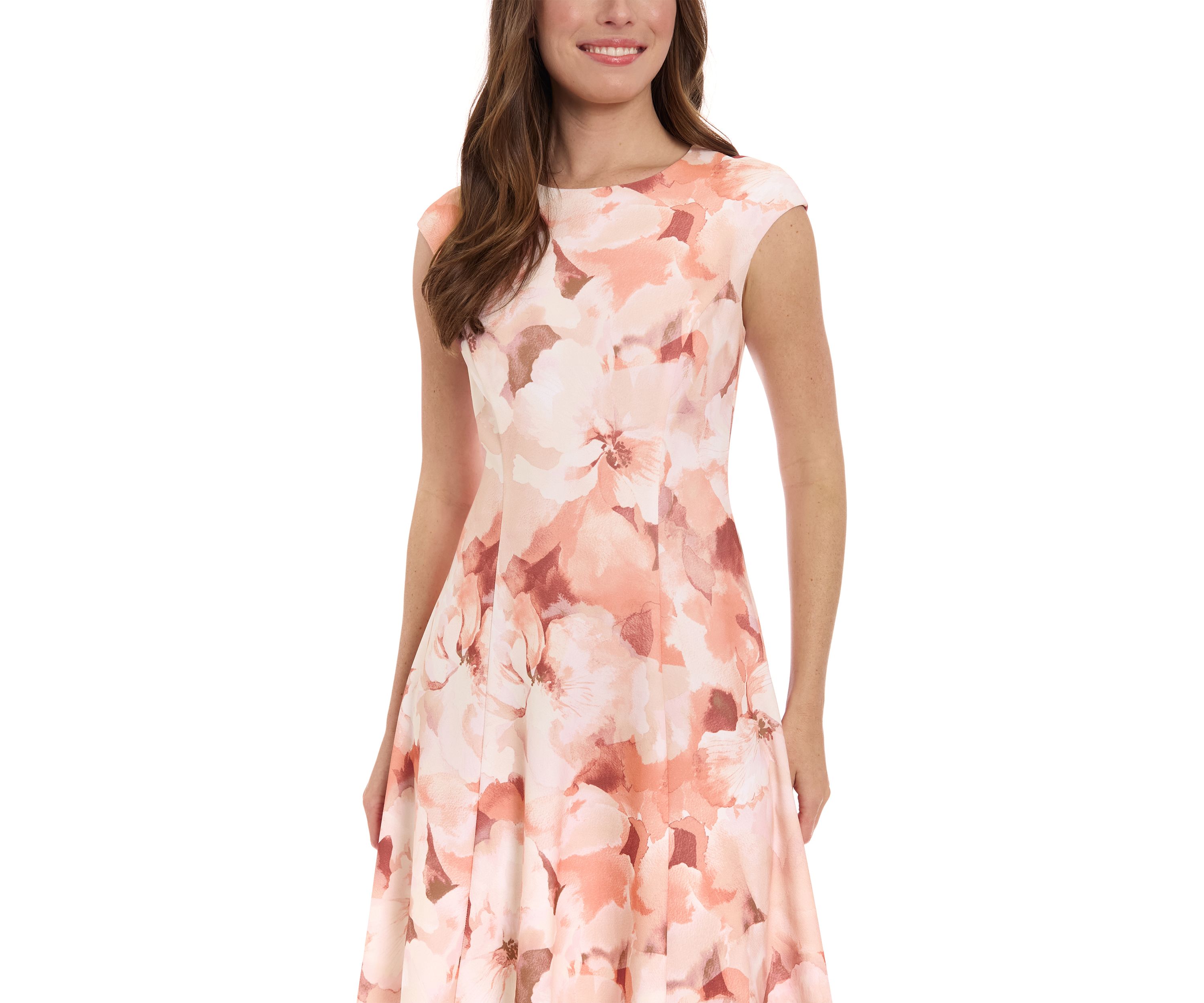 Womens Floral Printed Scuba Crepe Fit and Flare Dress