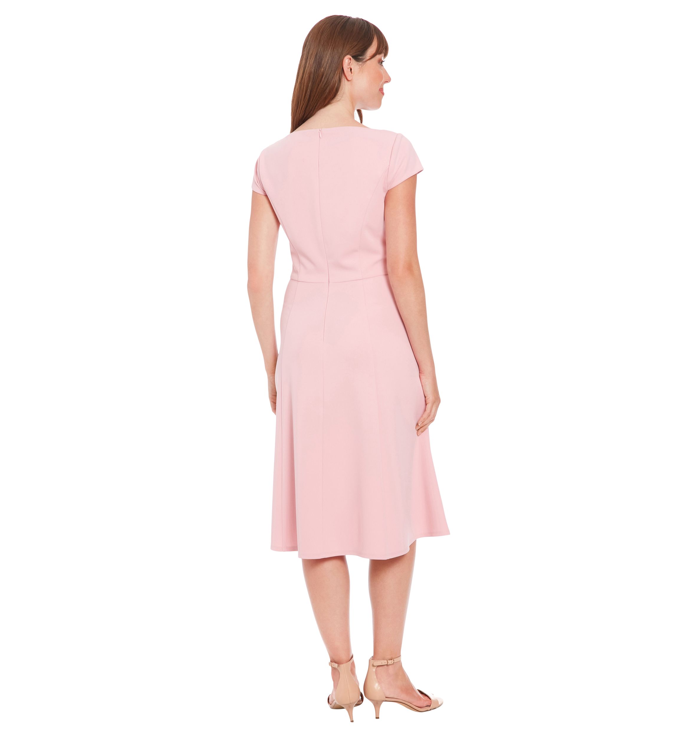 Womens Solid Scuba Crepe Sweetheart Neck Fit and Flare Dress