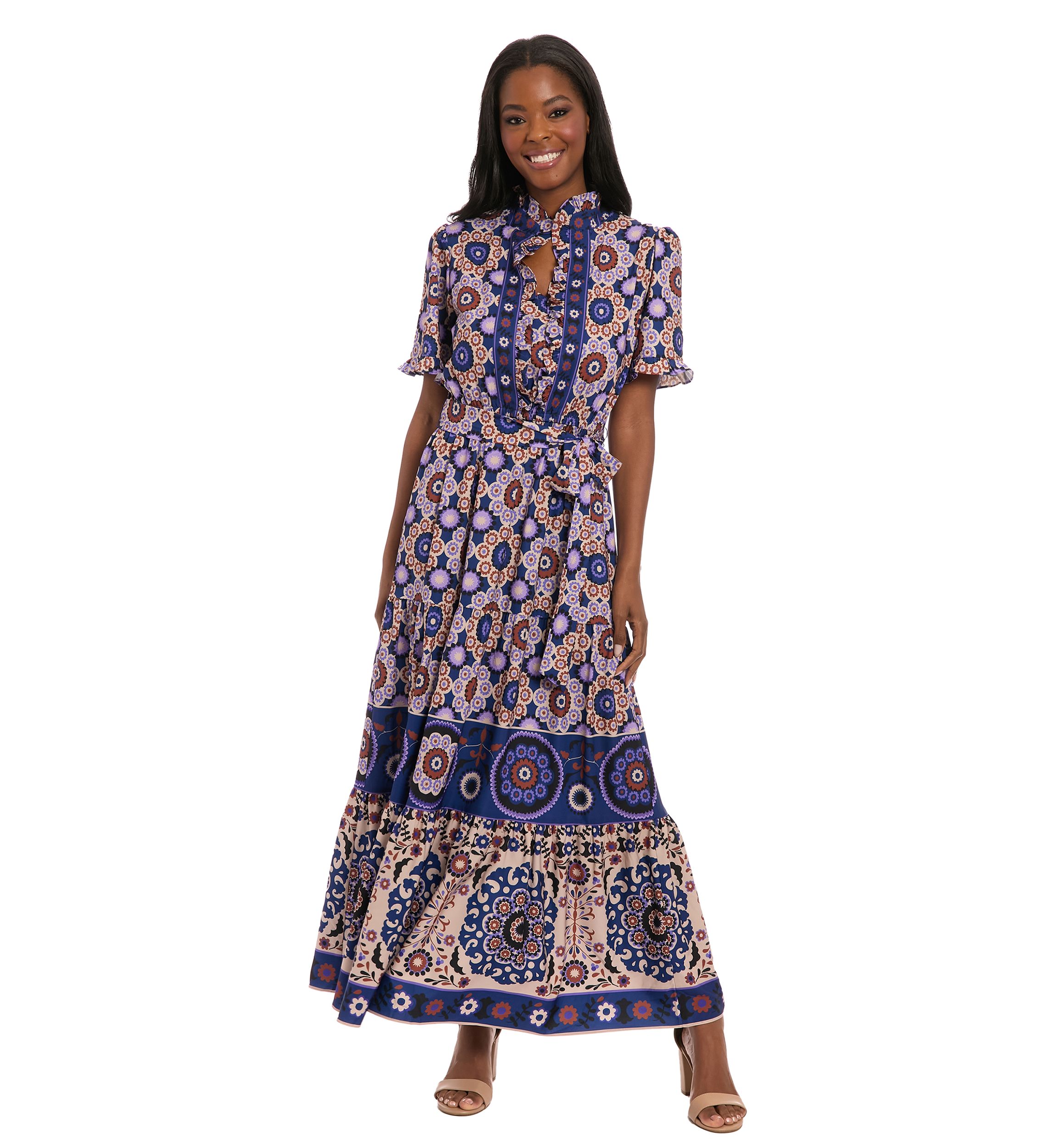 london times dress reviews Women's Smocked Empire Waist Fit and Flare at Amazon Women's Clothing store Ruffles line the surplice neck and tulip skirt of this printed wrap dress to offer confident styling day or night London Times Plus Size Long-Sleeve