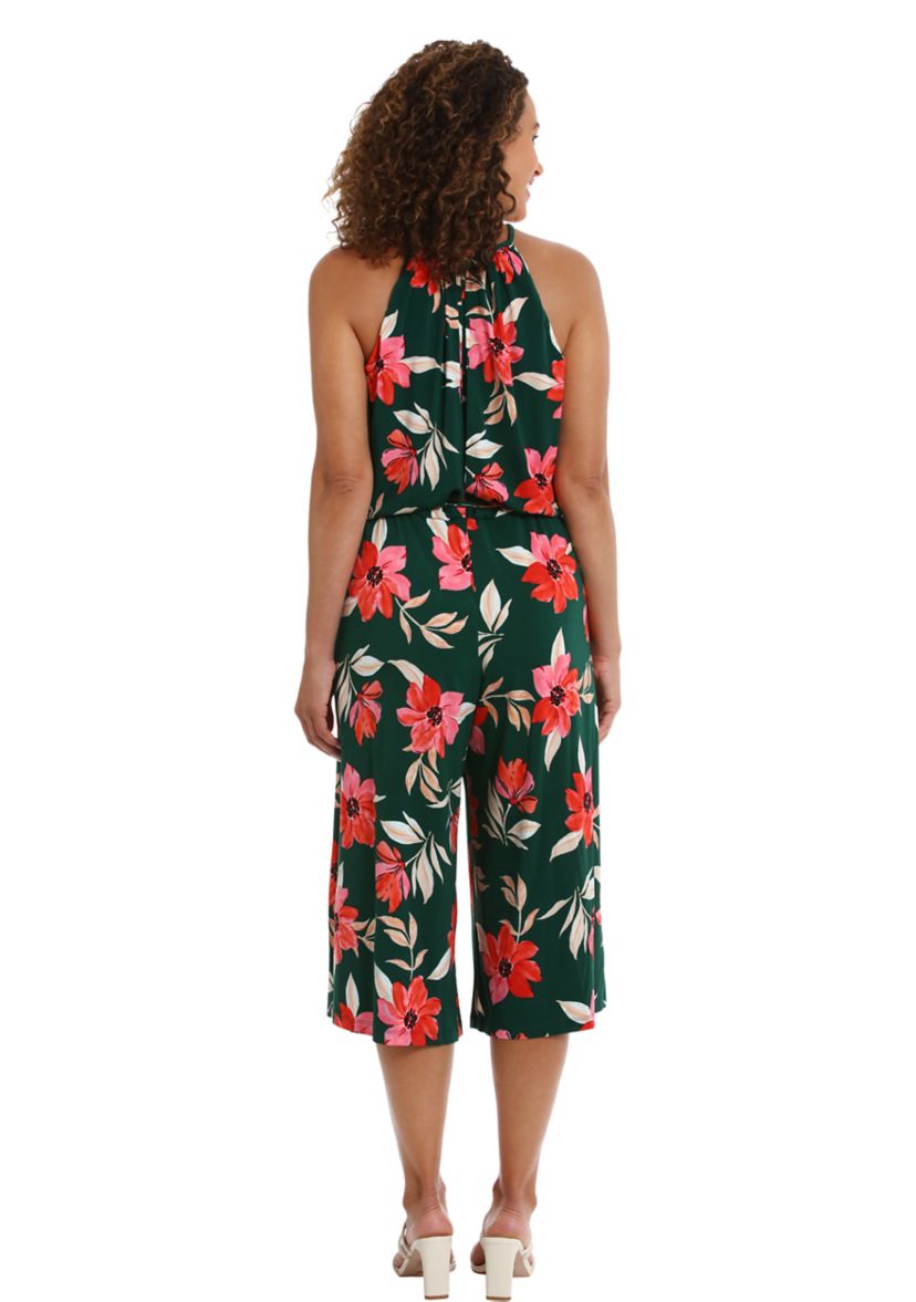 Womens Floral Printed Cropped Jumpsuit