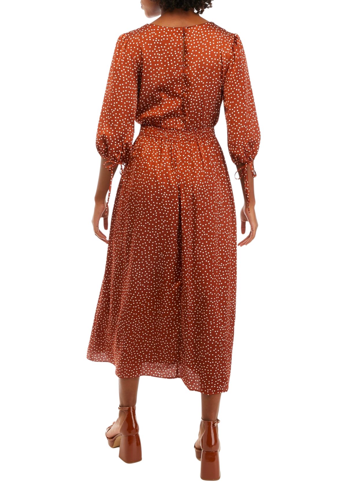 Womens Puff Sleeve Polka Dot Dress