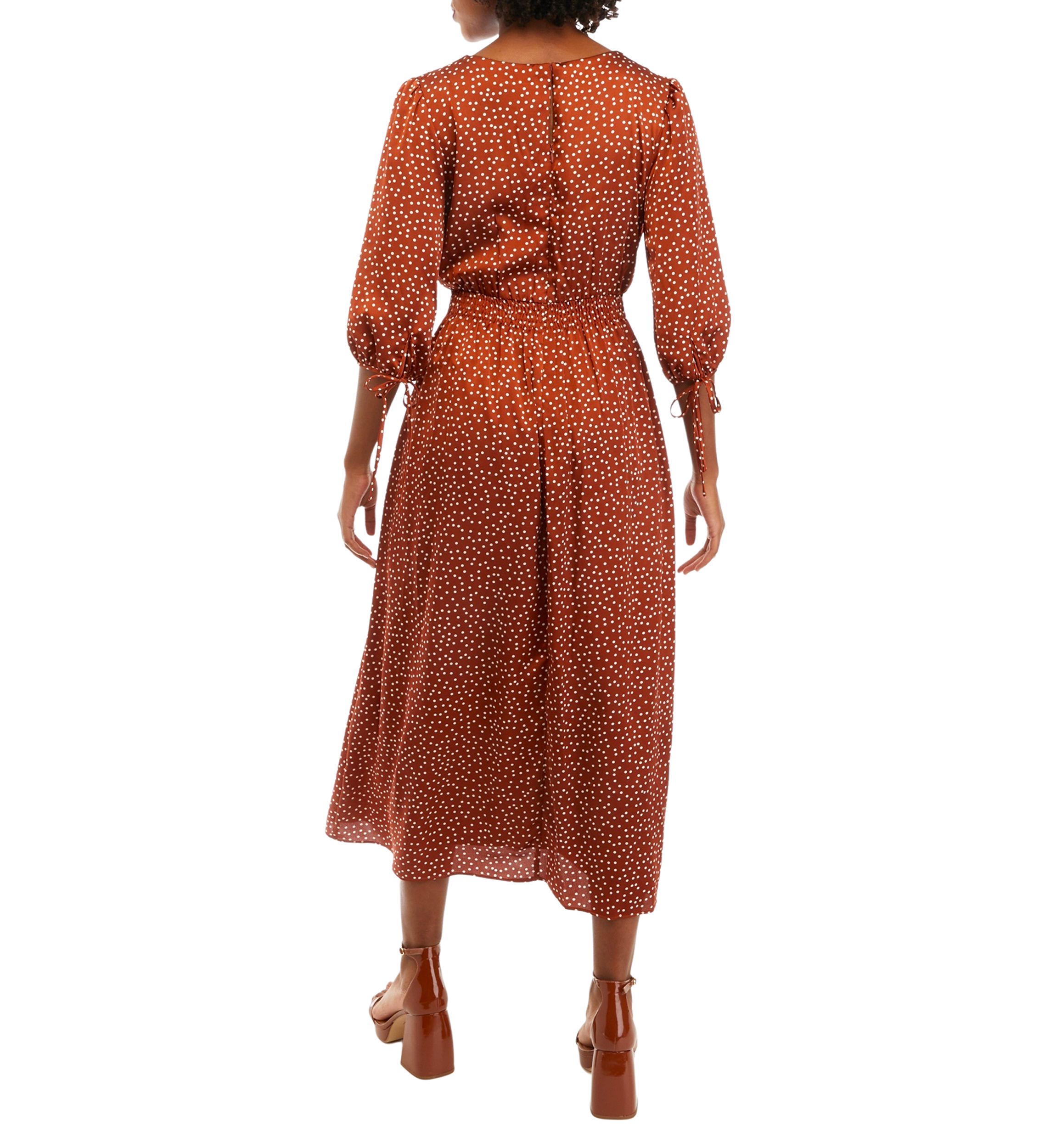 Womens Puff Sleeve Polka Dot Dress