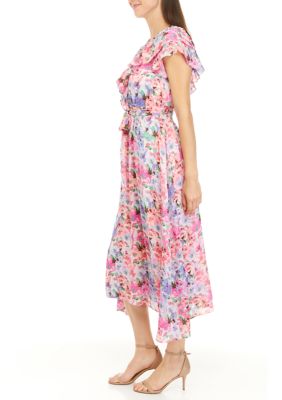 Women's Flutter Sleeve Floral Dress