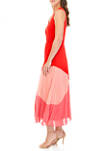 Womens Sleeveless Color Block V-Neck Dress