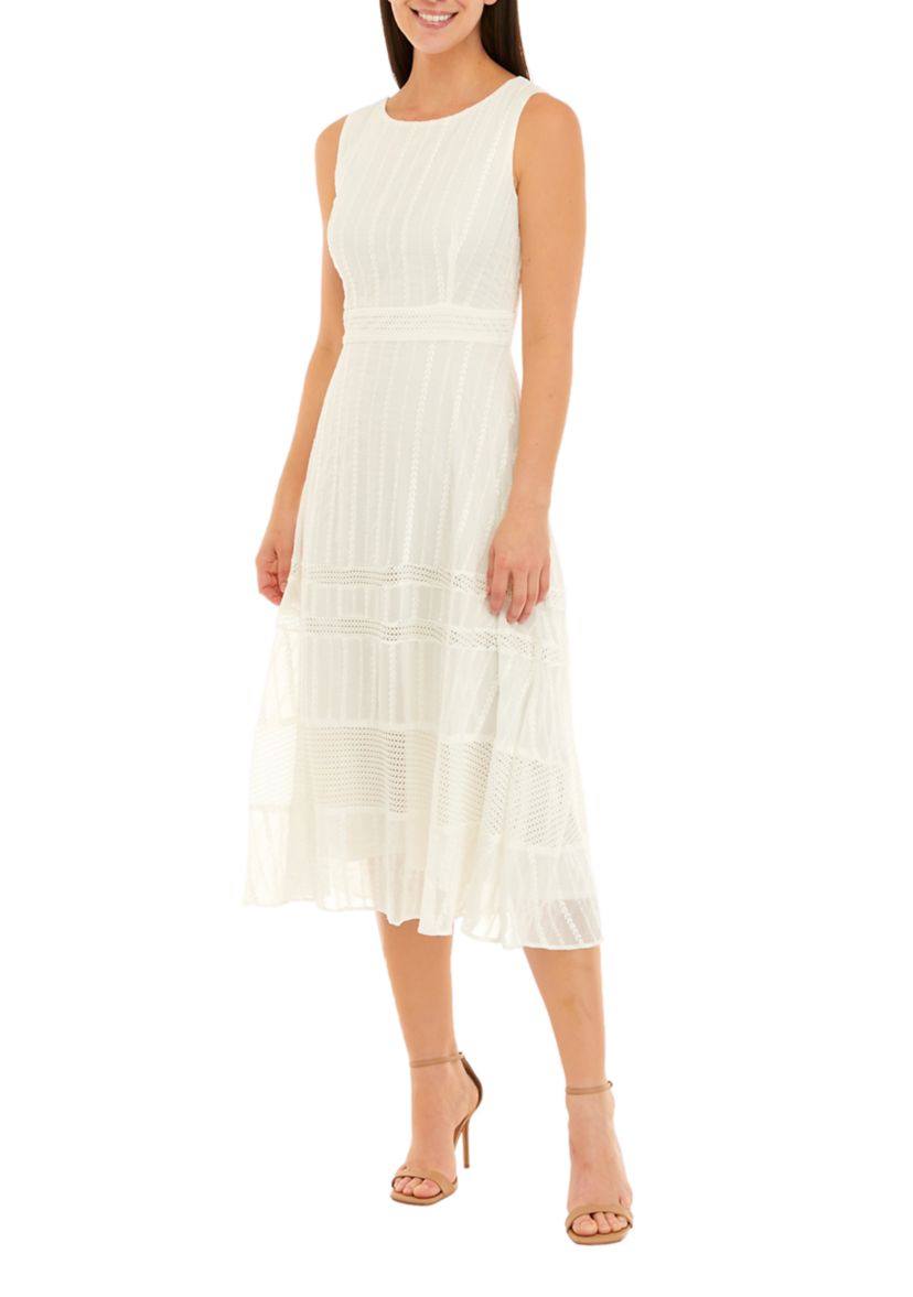 Womens Sleeveless Slim Waist Embroidered Dress