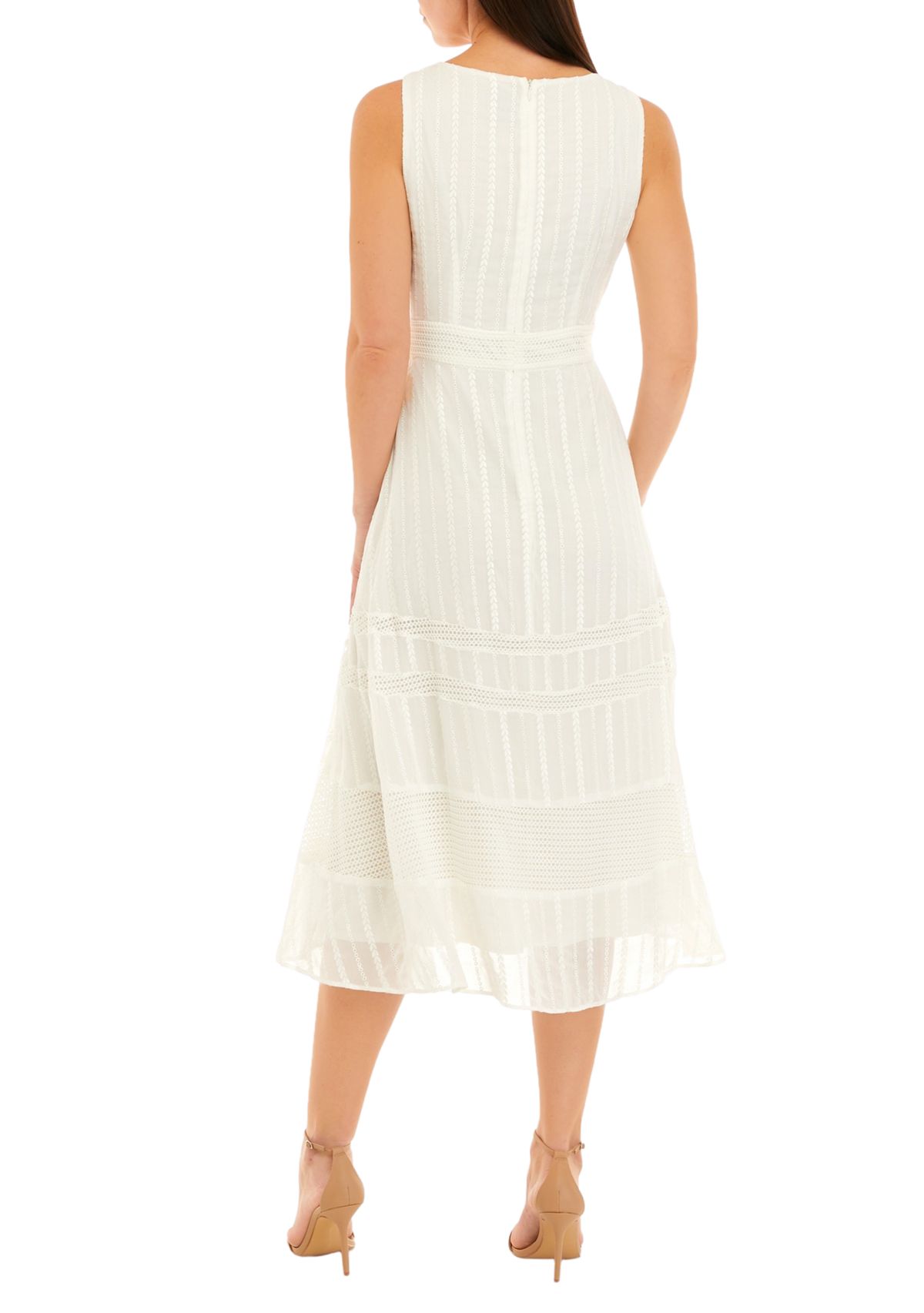 Womens Sleeveless Slim Waist Embroidered Dress