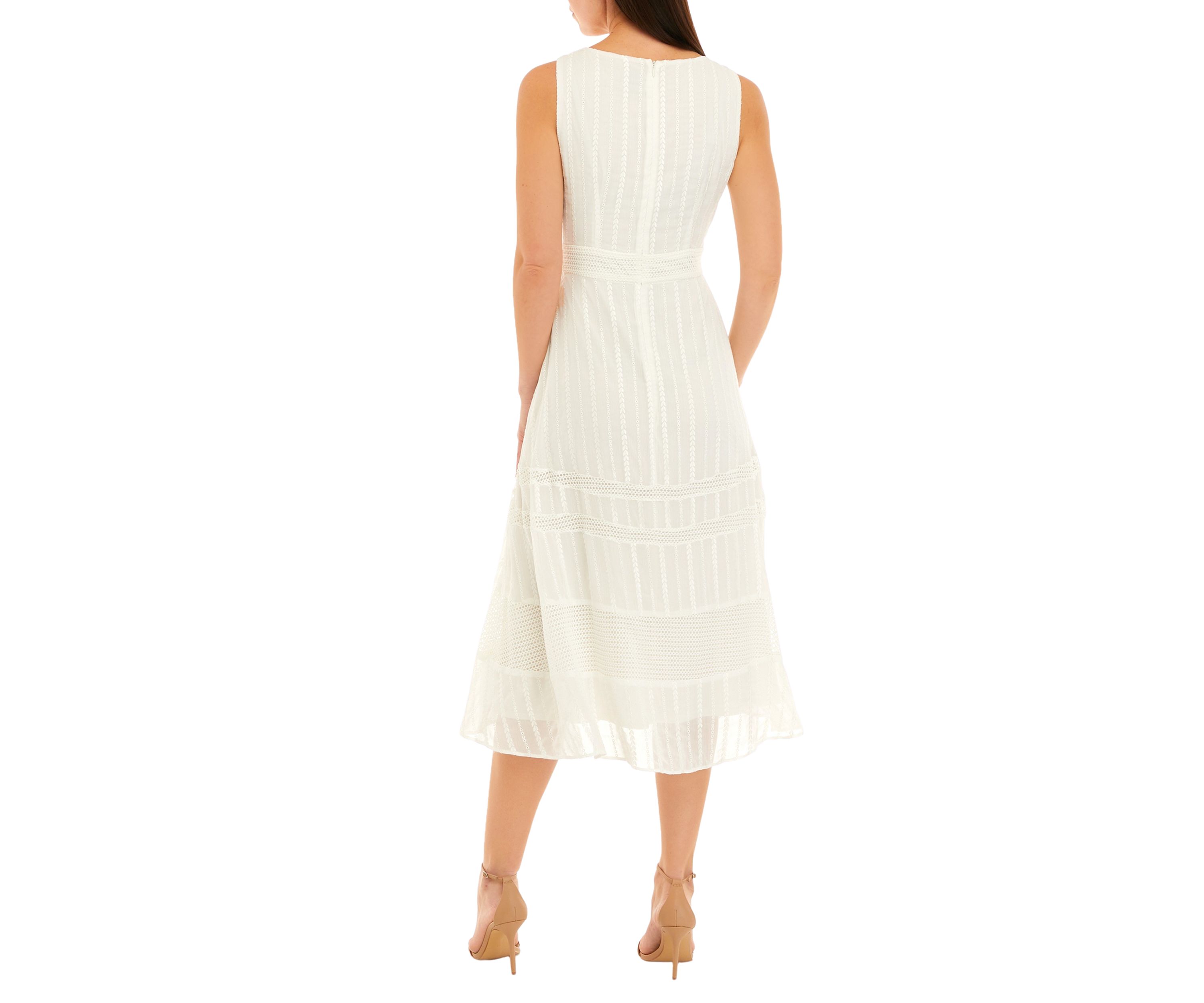 Womens Sleeveless Slim Waist Embroidered Dress