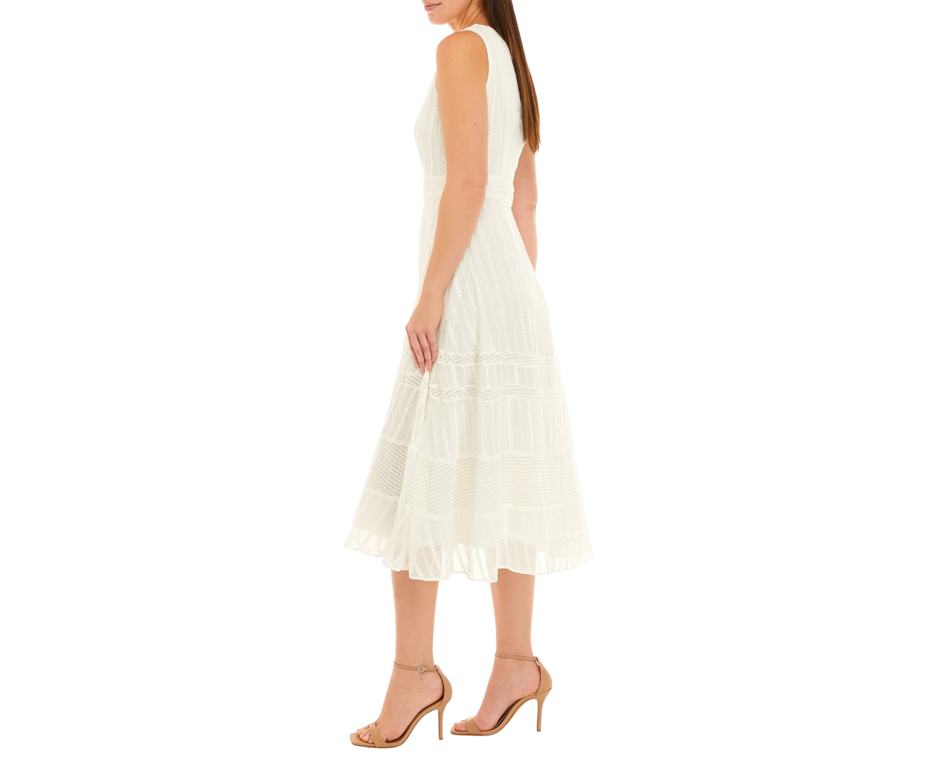 Womens Sleeveless Slim Waist Embroidered Dress