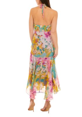 Women's Sleeveless Printed Chiffon Midi Dress