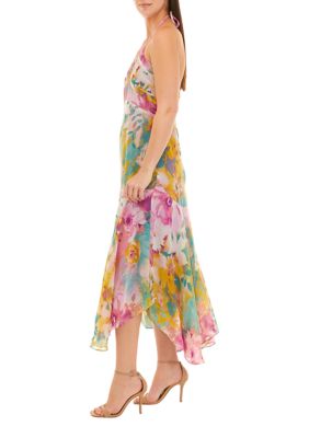 Women's Sleeveless Printed Chiffon Midi Dress