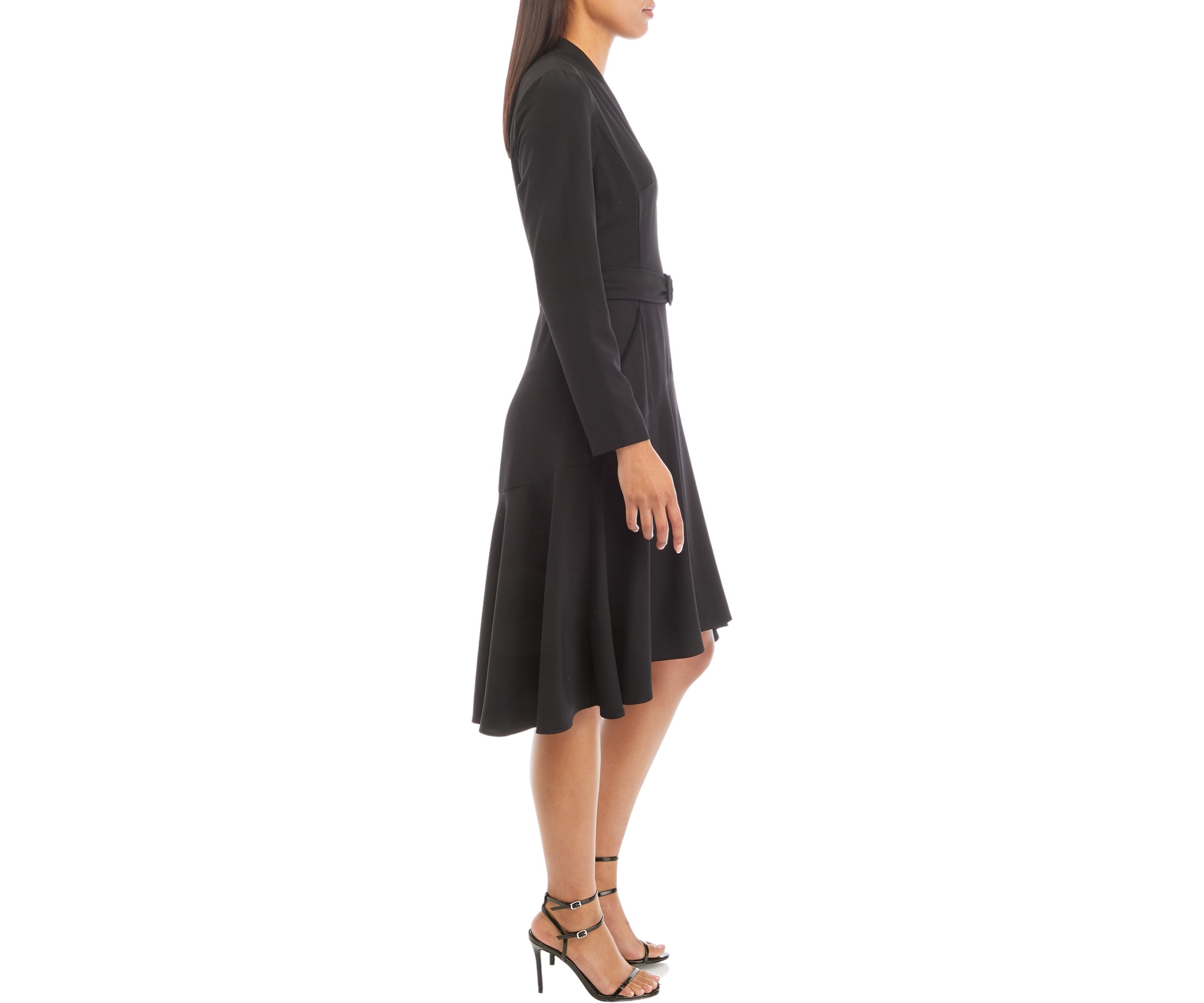 Womens V-Neck Pleated Fit and Flare Dress