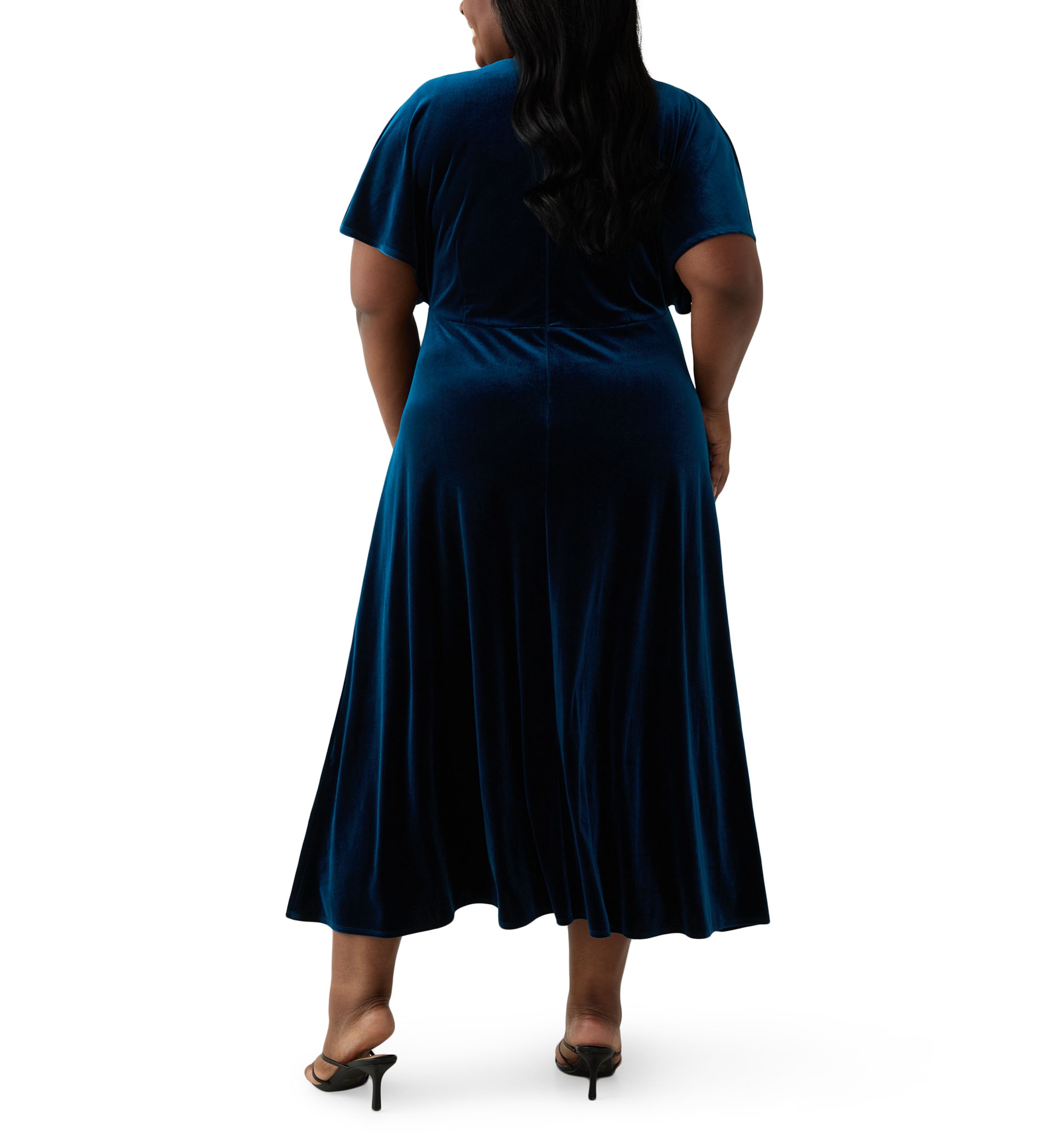 Plus Size V-Neck Velvet A-Line Dress