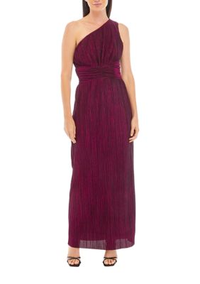 Women's One Shoulder Ruched Waist Maxi Dress