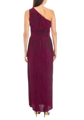 Women's One Shoulder Ruched Waist Maxi Dress