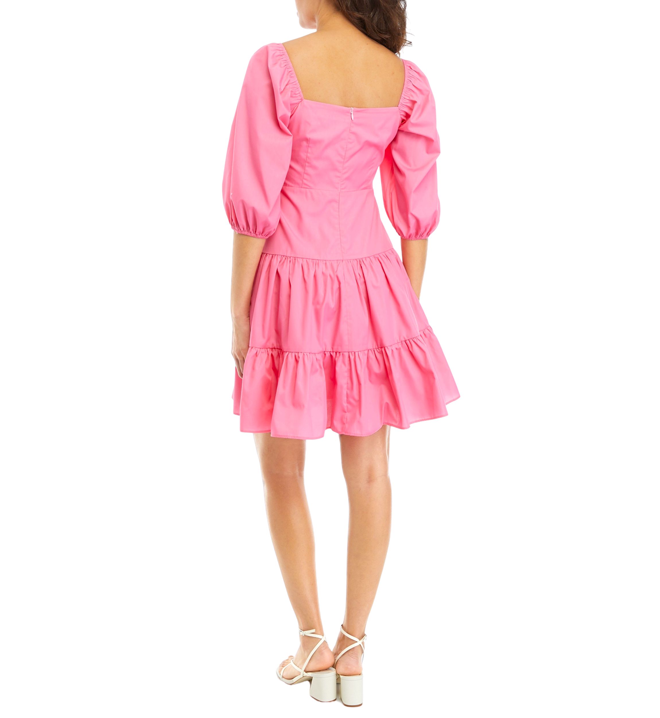 Womens 3/4 Sleeve Ribbed Solid Midi Dress