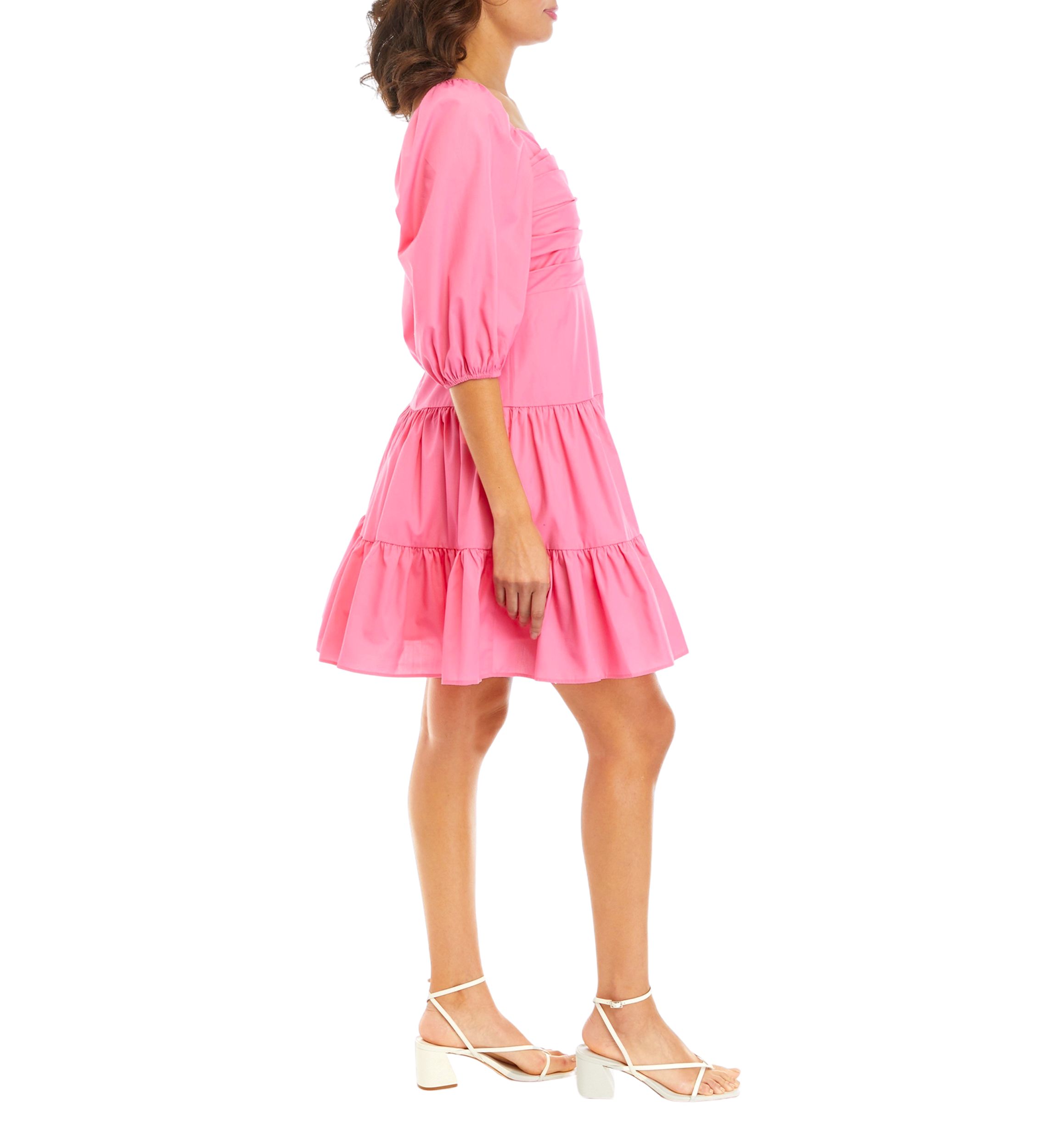 Womens 3/4 Sleeve Ribbed Solid Midi Dress