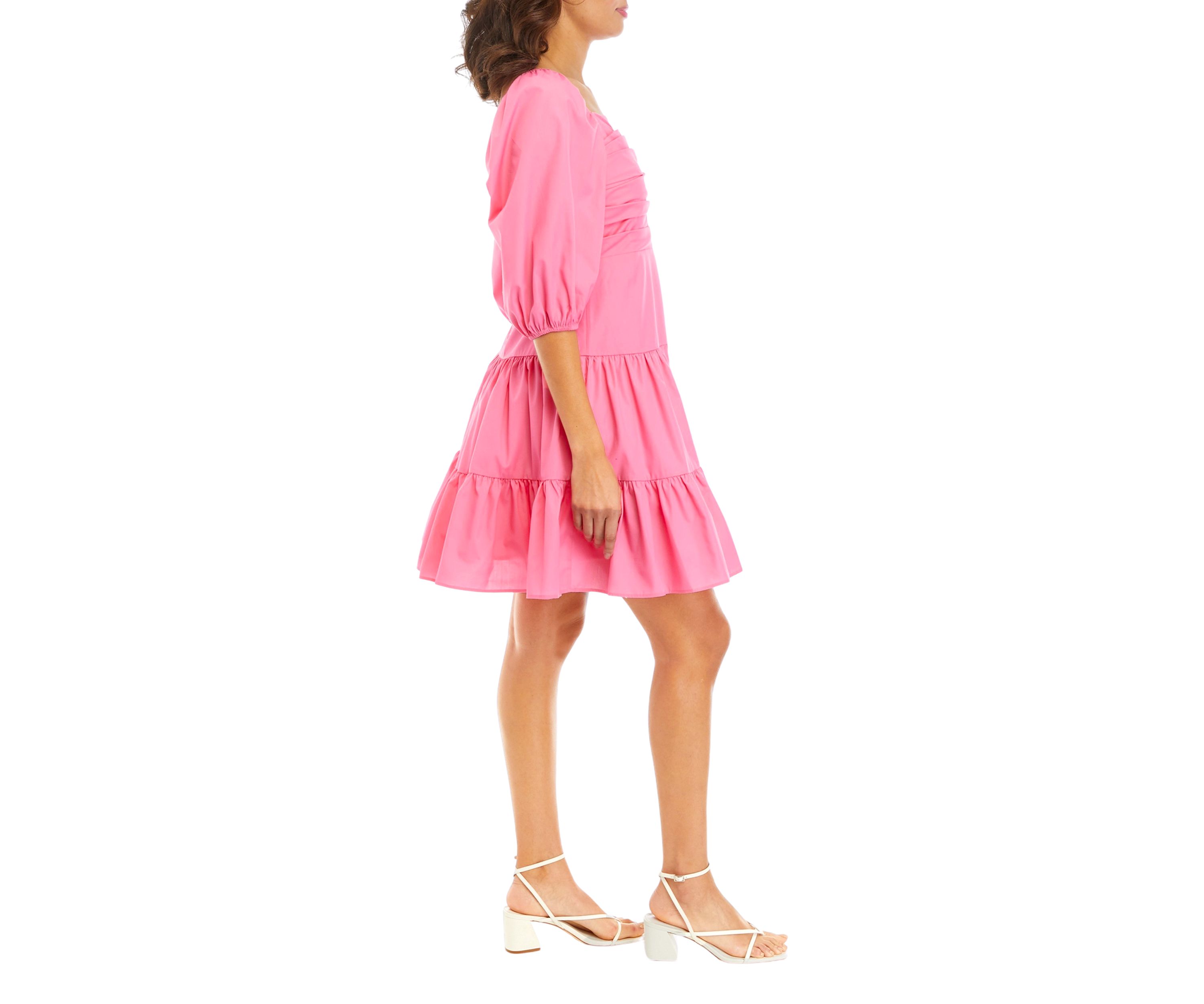 Womens 3/4 Sleeve Ribbed Solid Midi Dress