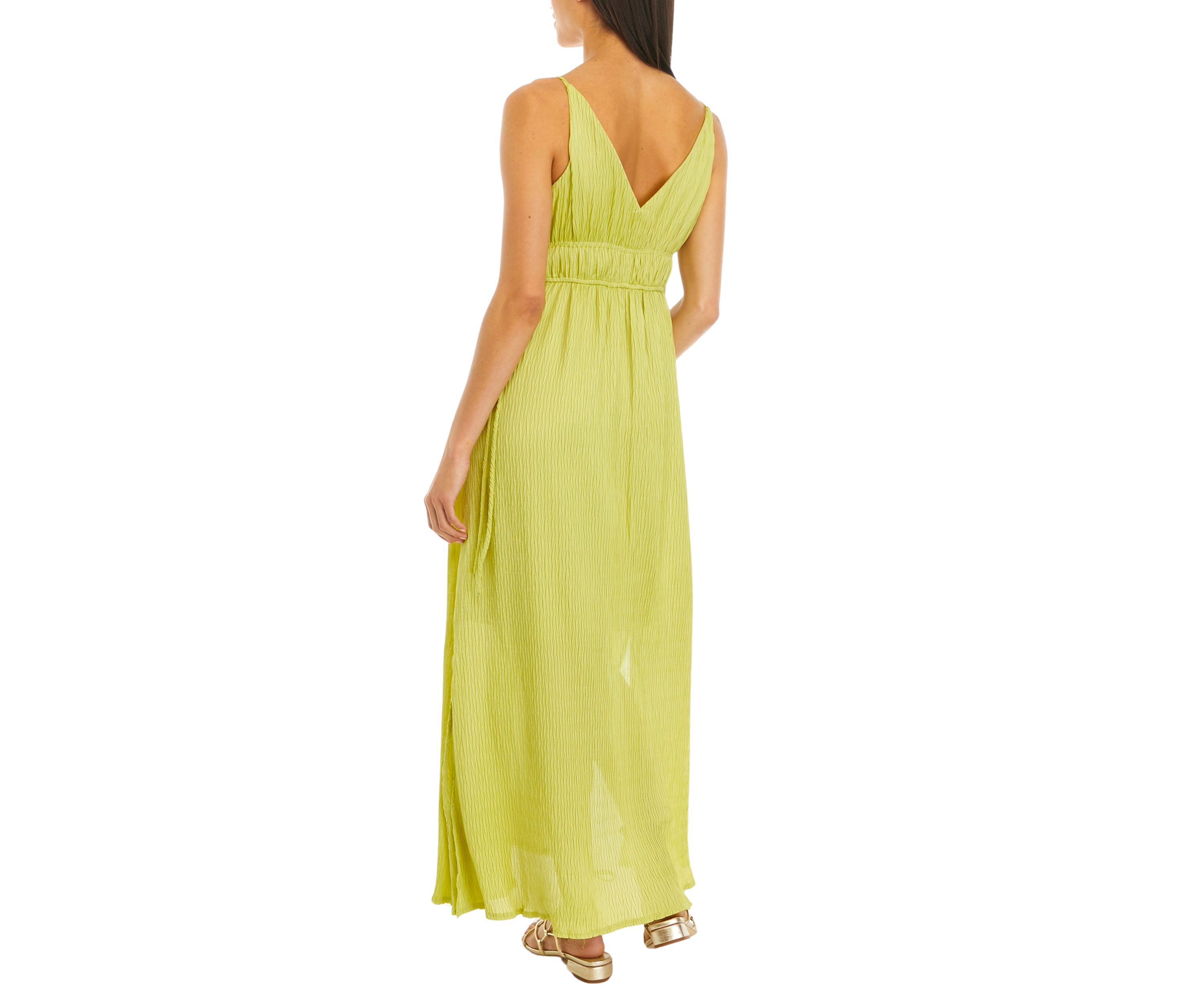Womens Sleeveless V-Neck Cut Out Crepe Midi Dress