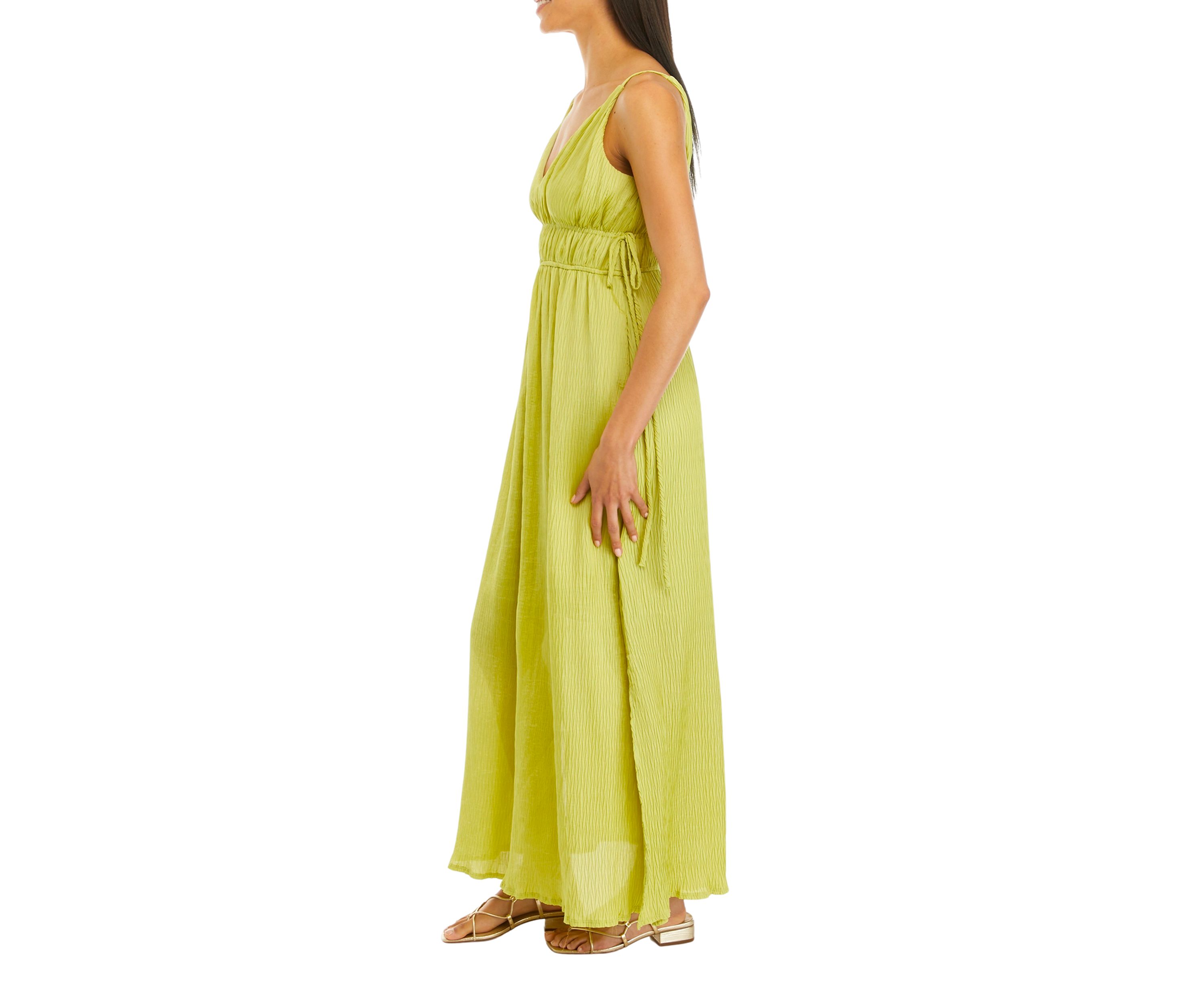 Womens Sleeveless V-Neck Cut Out Crepe Midi Dress