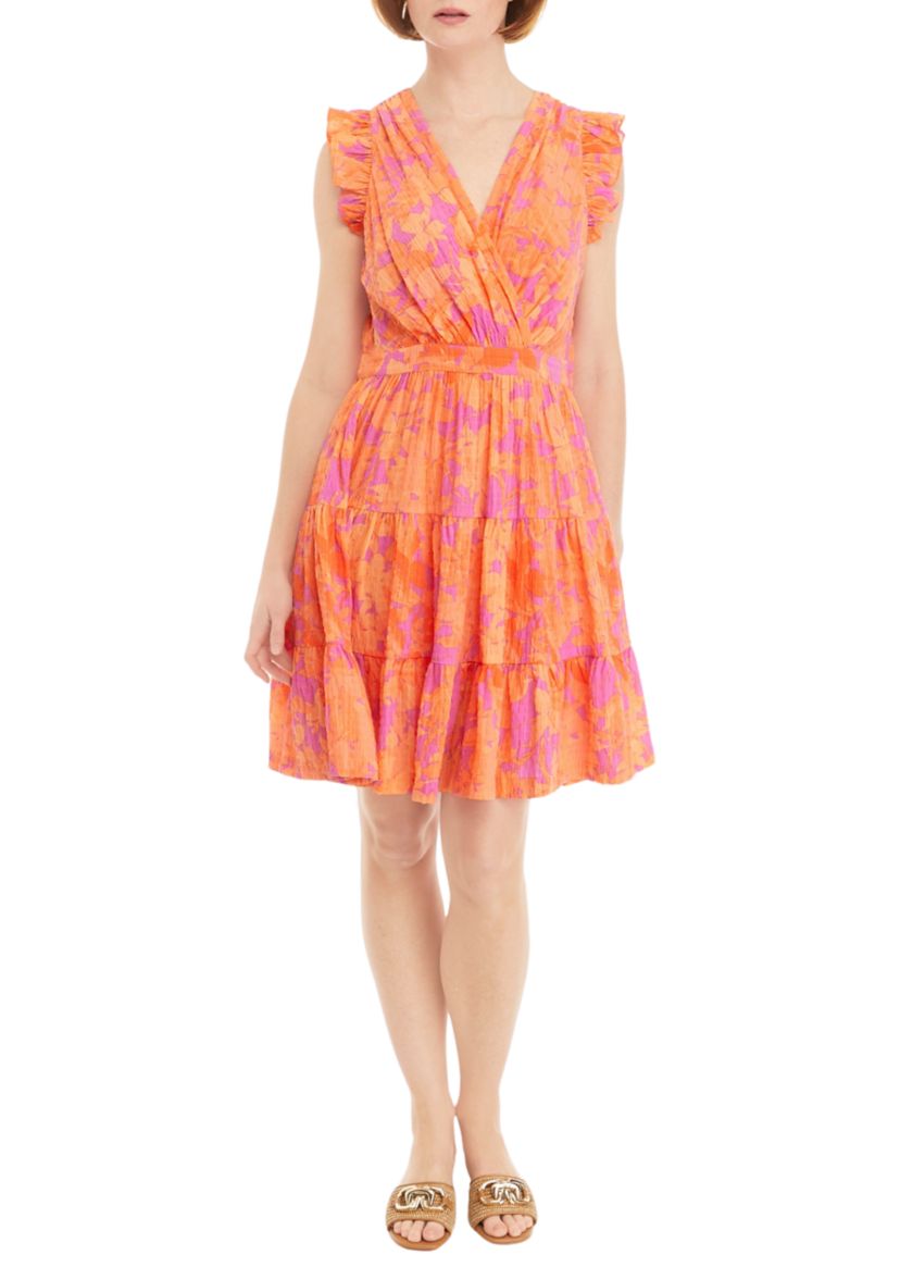 Womens Short Sleeve Floral Print Mini Dress