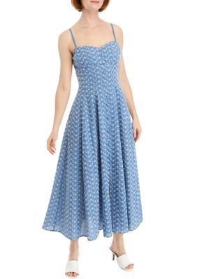 women's eyelet midi dress Lady Black Tie - Back And Forth Eyelet Midi Dress
