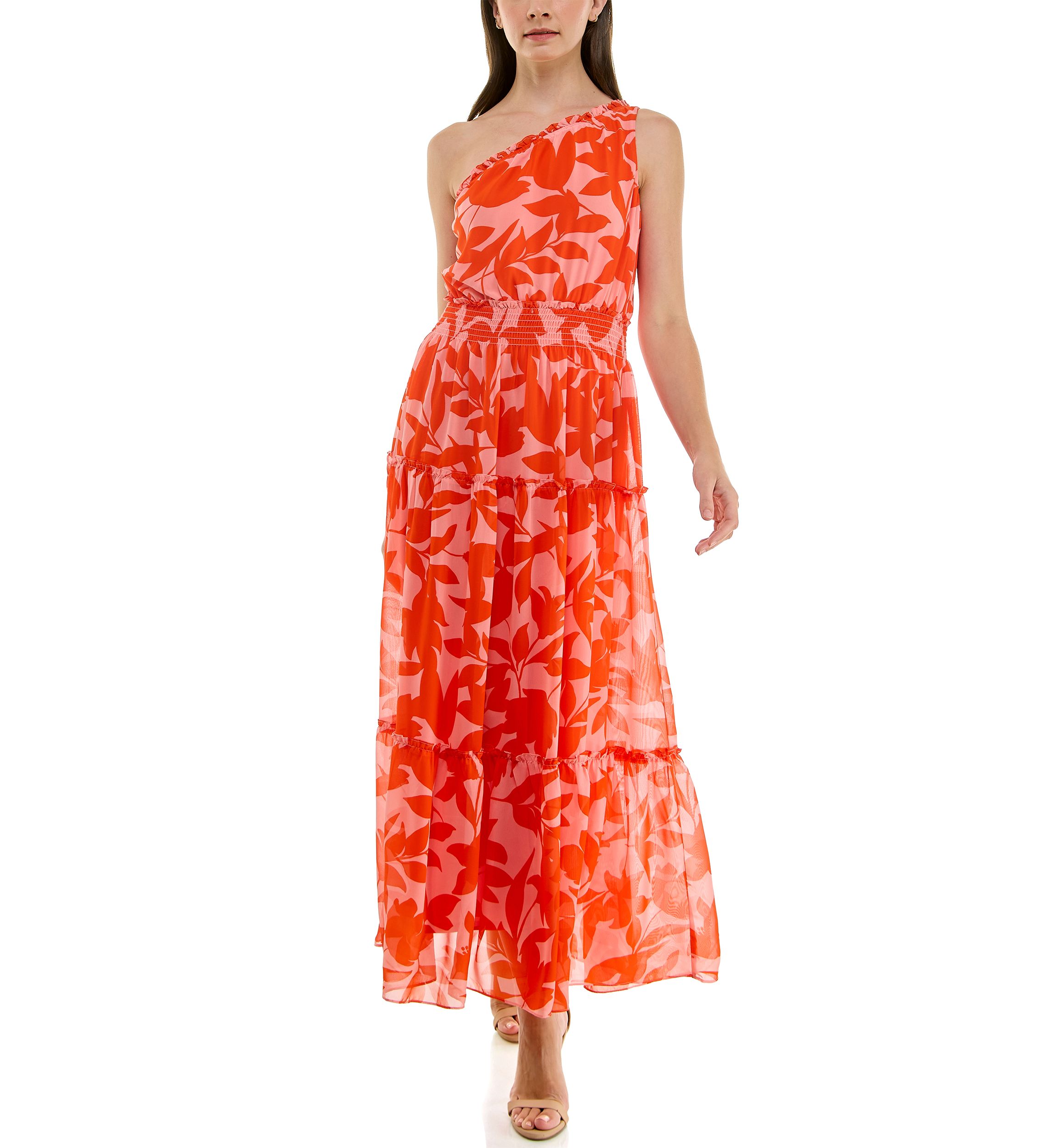 Womens Tiered One Shoulder Dress