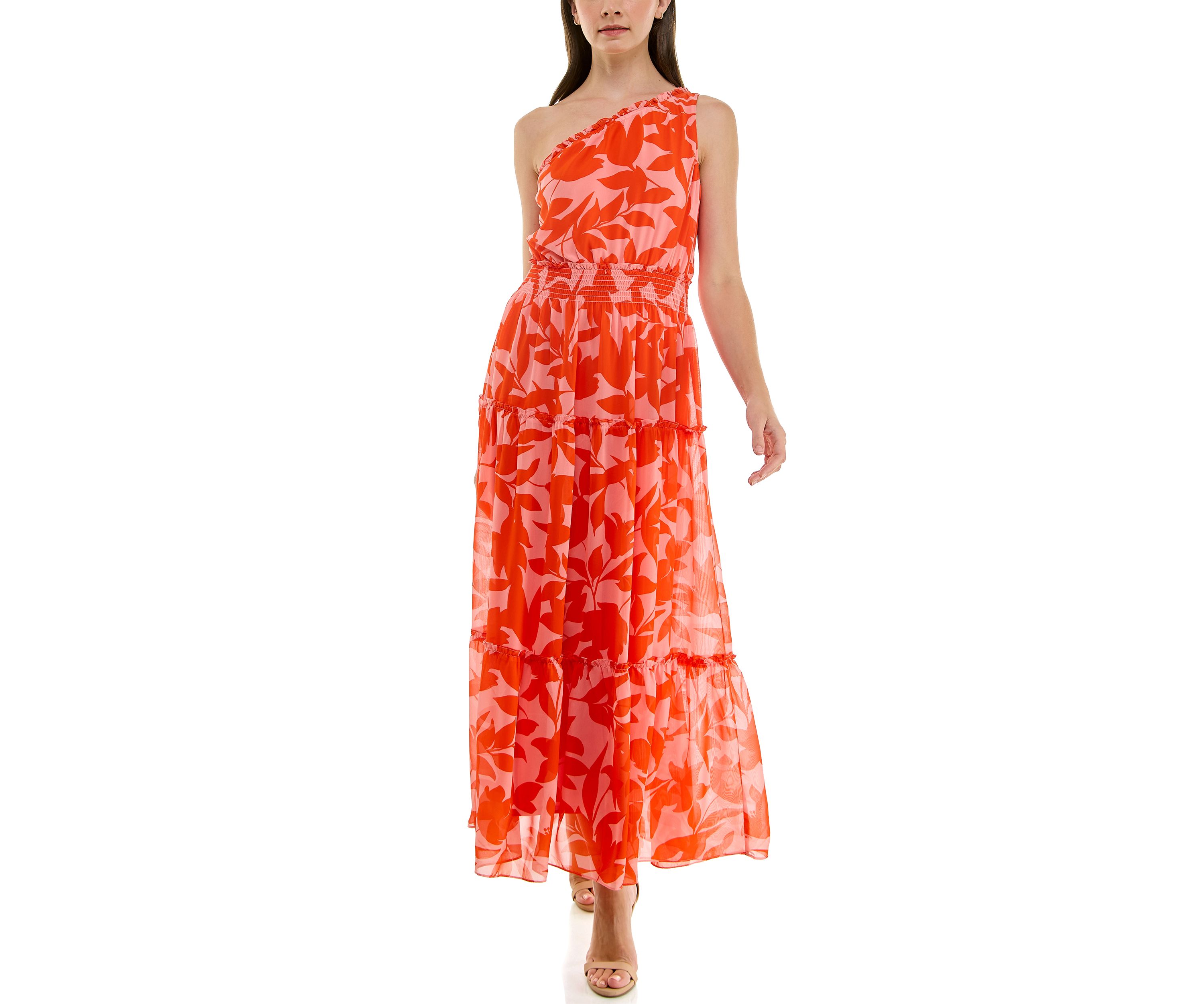 Womens Tiered One Shoulder Dress