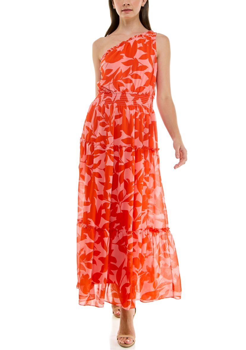 Womens Tiered One Shoulder Dress