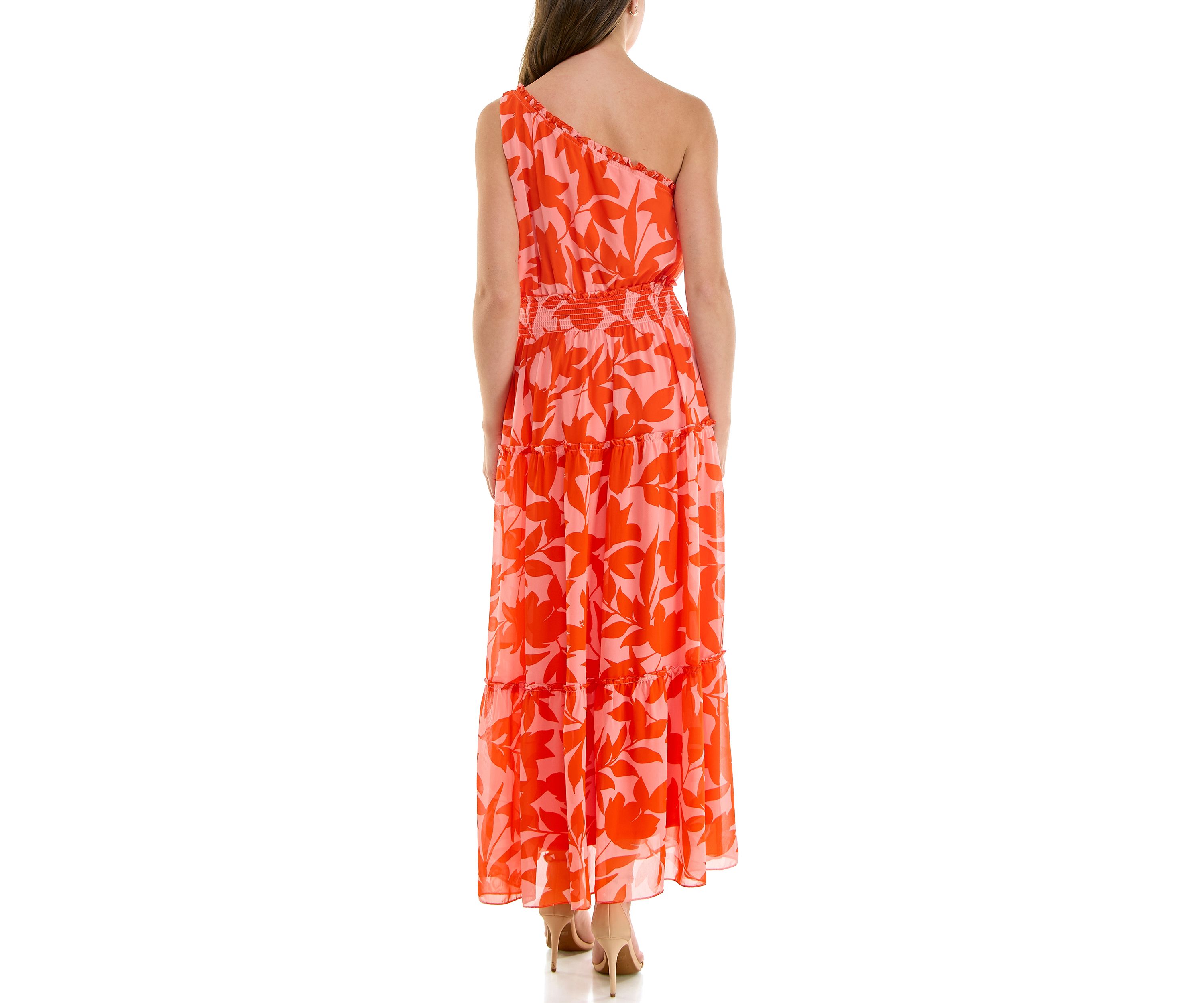 Womens Tiered One Shoulder Dress