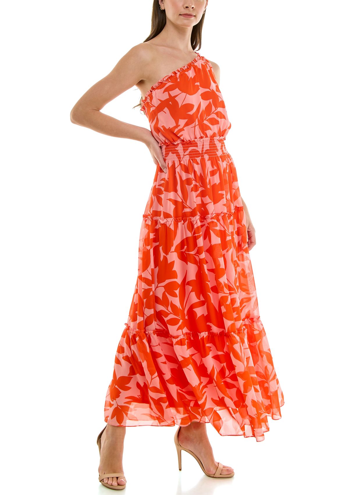 Womens Tiered One Shoulder Dress