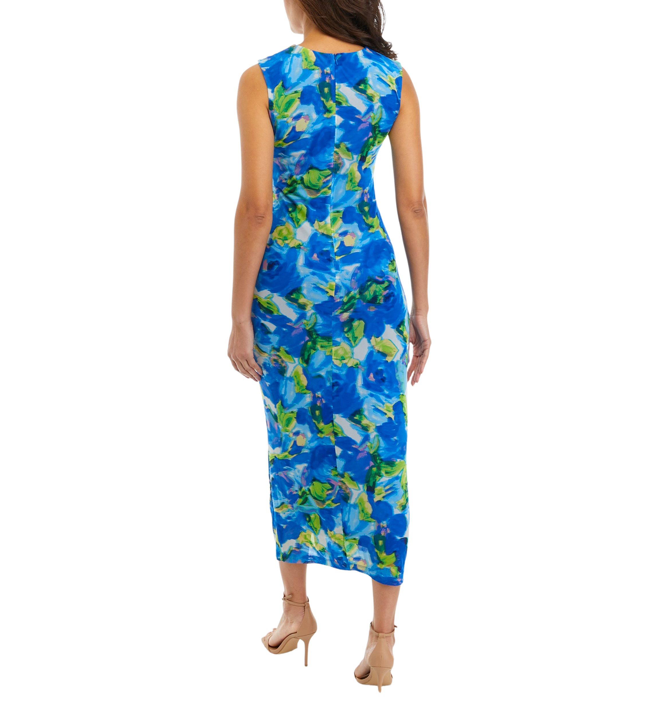 Womens Sleeveless Floral Print Sheath Dress