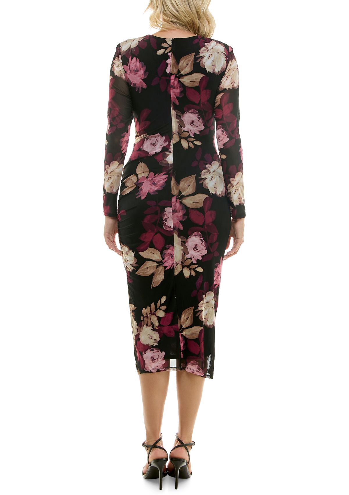 Womens Floral Mesh Bodycon Dress