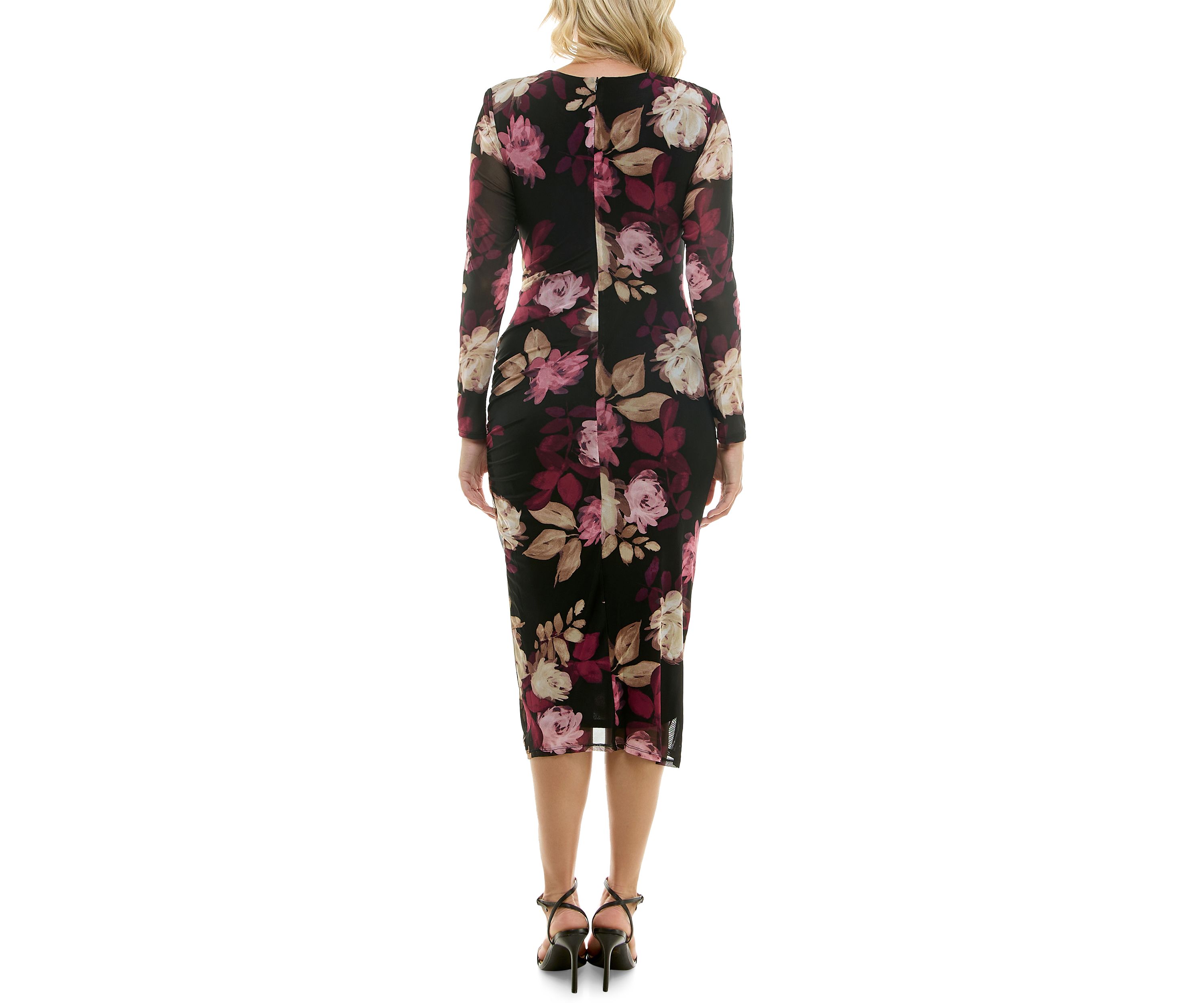 Womens Floral Mesh Bodycon Dress